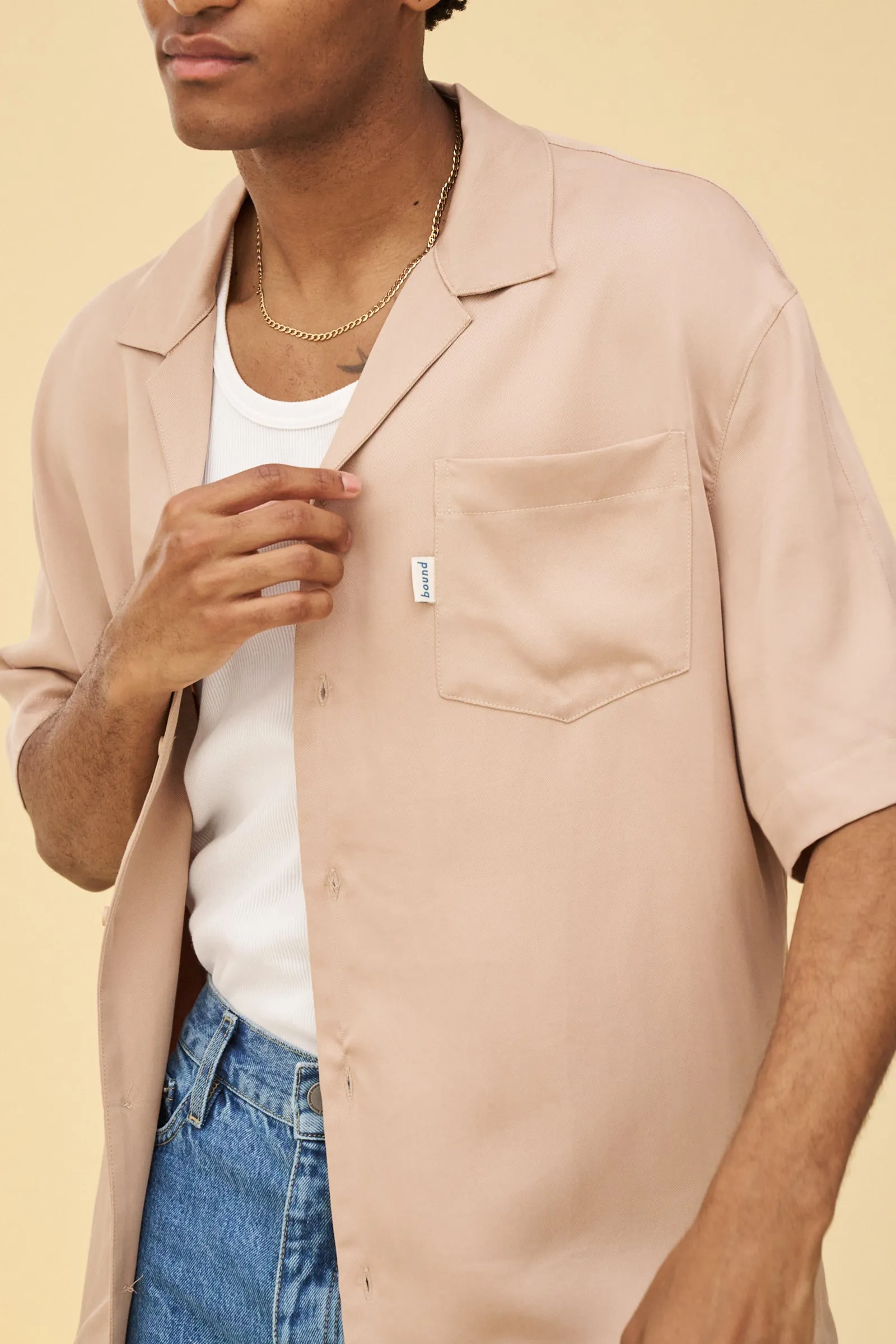 NUDE TENCEL CUBAN SS SHIRT sold by Bound product image thumbnail 3