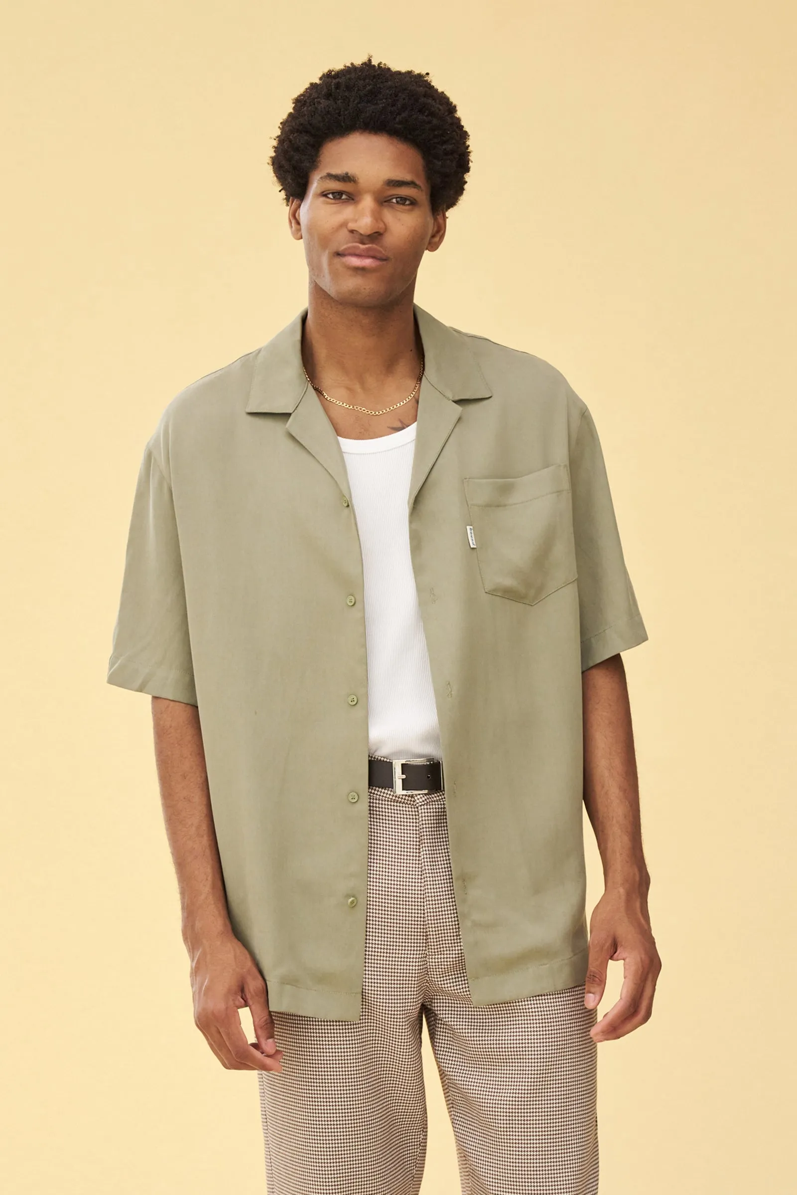 SAGE TENCEL CUBAN SS SHIRT sold by Bound