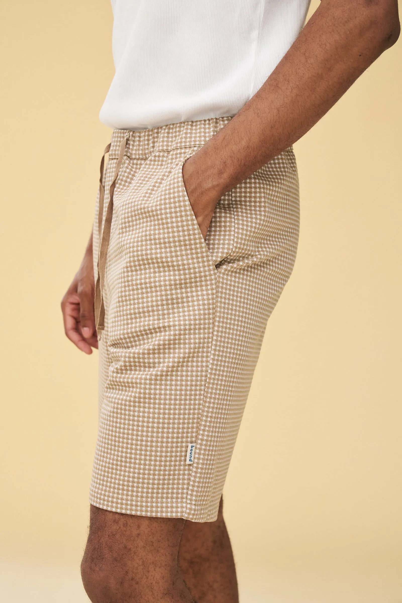 BEIGE DOGTOOTH JACQUARD SHORTS sold by Bound product image thumbnail 5