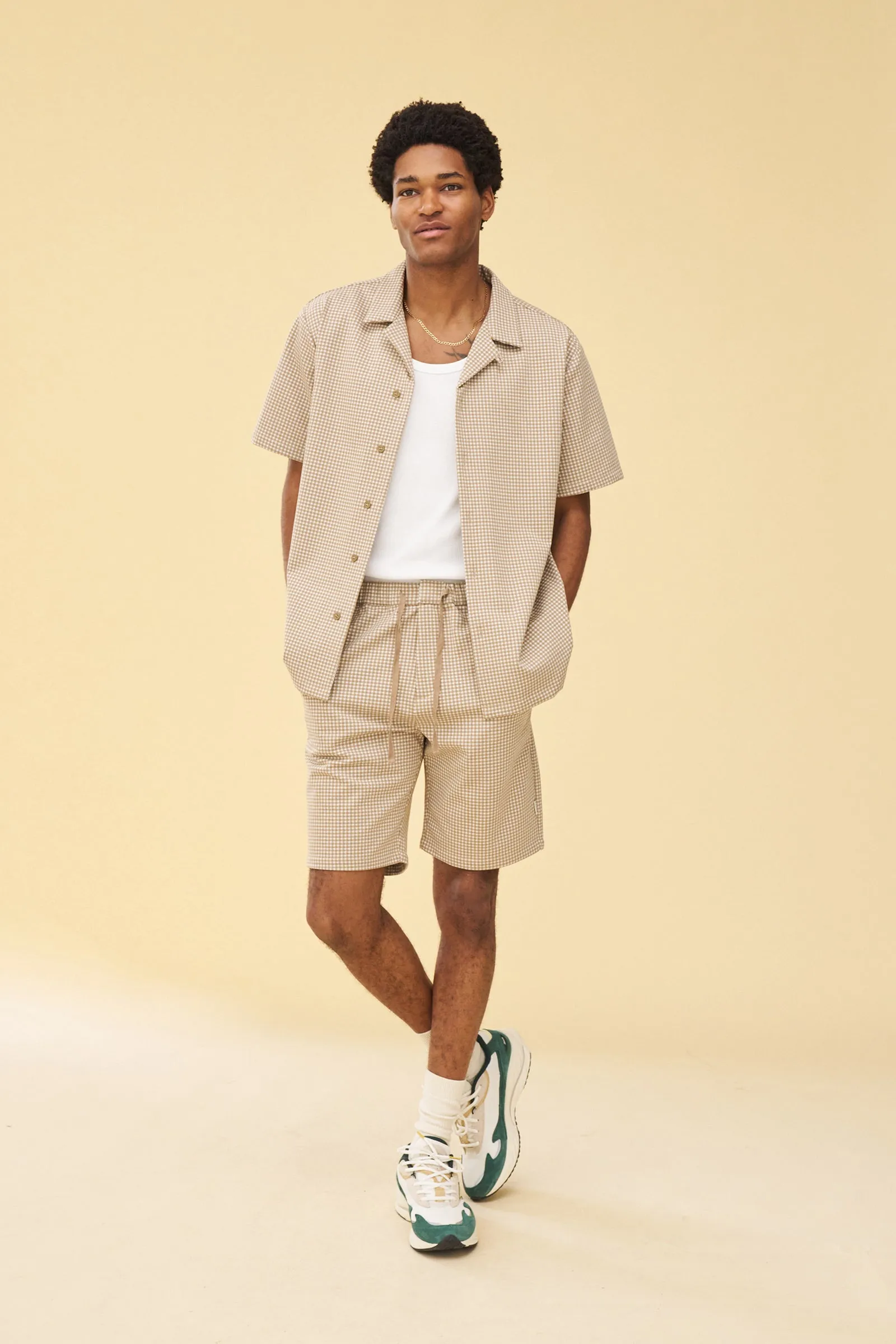 BEIGE DOGTOOTH JACQUARD CUBAN SHIRT sold by Bound product image thumbnail 3