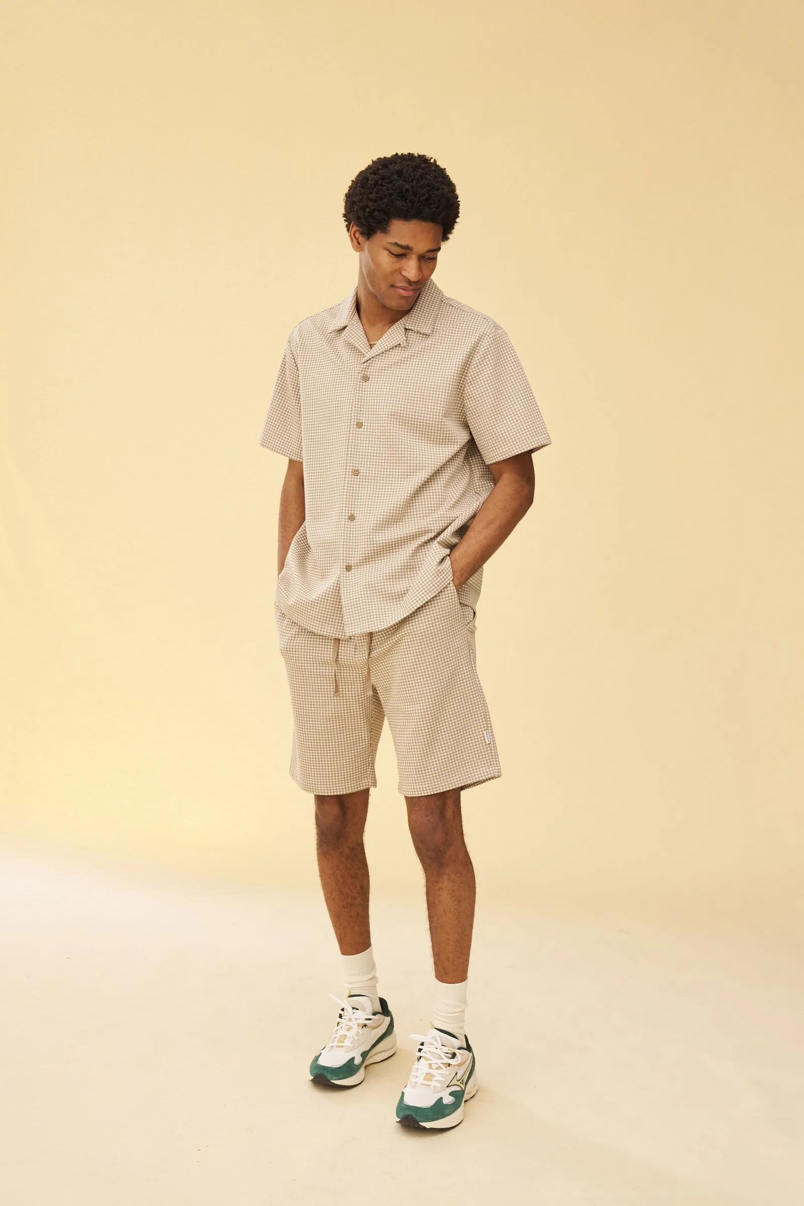 BEIGE DOGTOOTH JACQUARD CUBAN SHIRT sold by Bound product image thumbnail 2