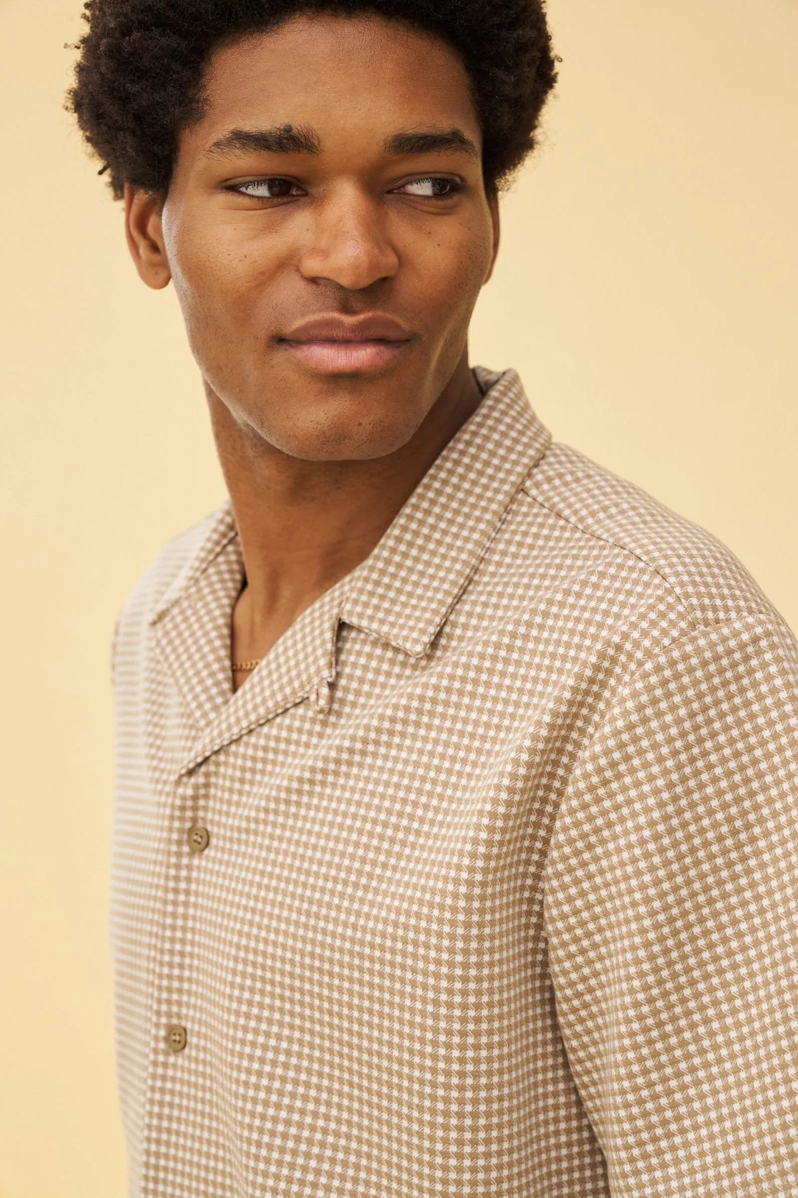 BEIGE DOGTOOTH JACQUARD CUBAN SHIRT sold by Bound product image thumbnail 5