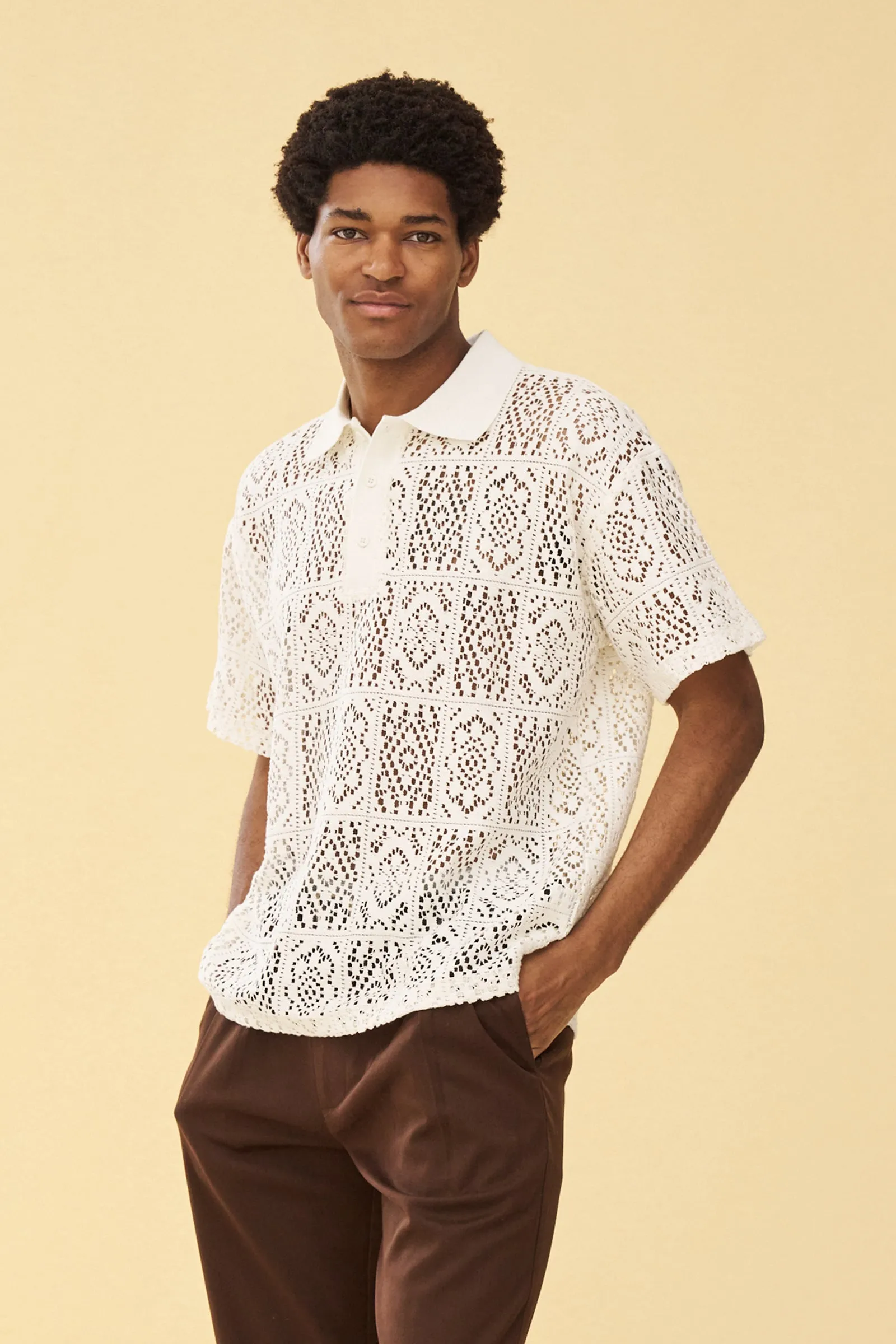 PIAZA LACE POLO - OFF WHITE sold by Bound