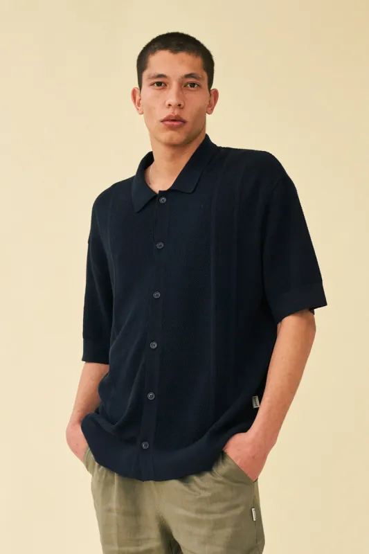 STANLEY WAFFLE KNIT POLO - NAVY sold by Bound
