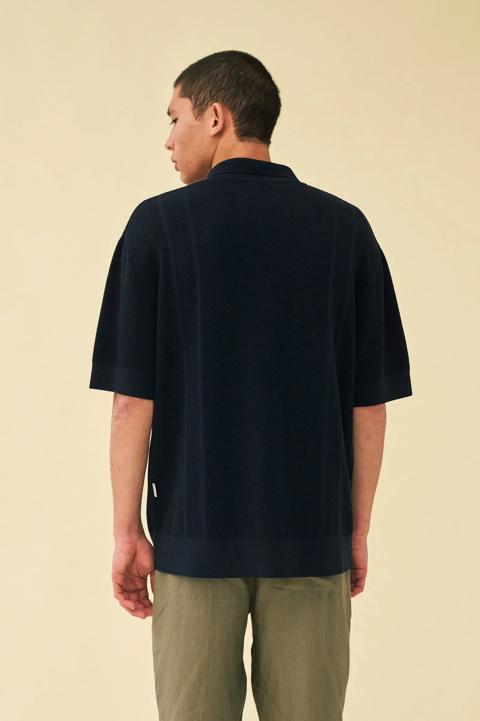 STANLEY WAFFLE KNIT POLO - NAVY sold by Bound product image thumbnail 4