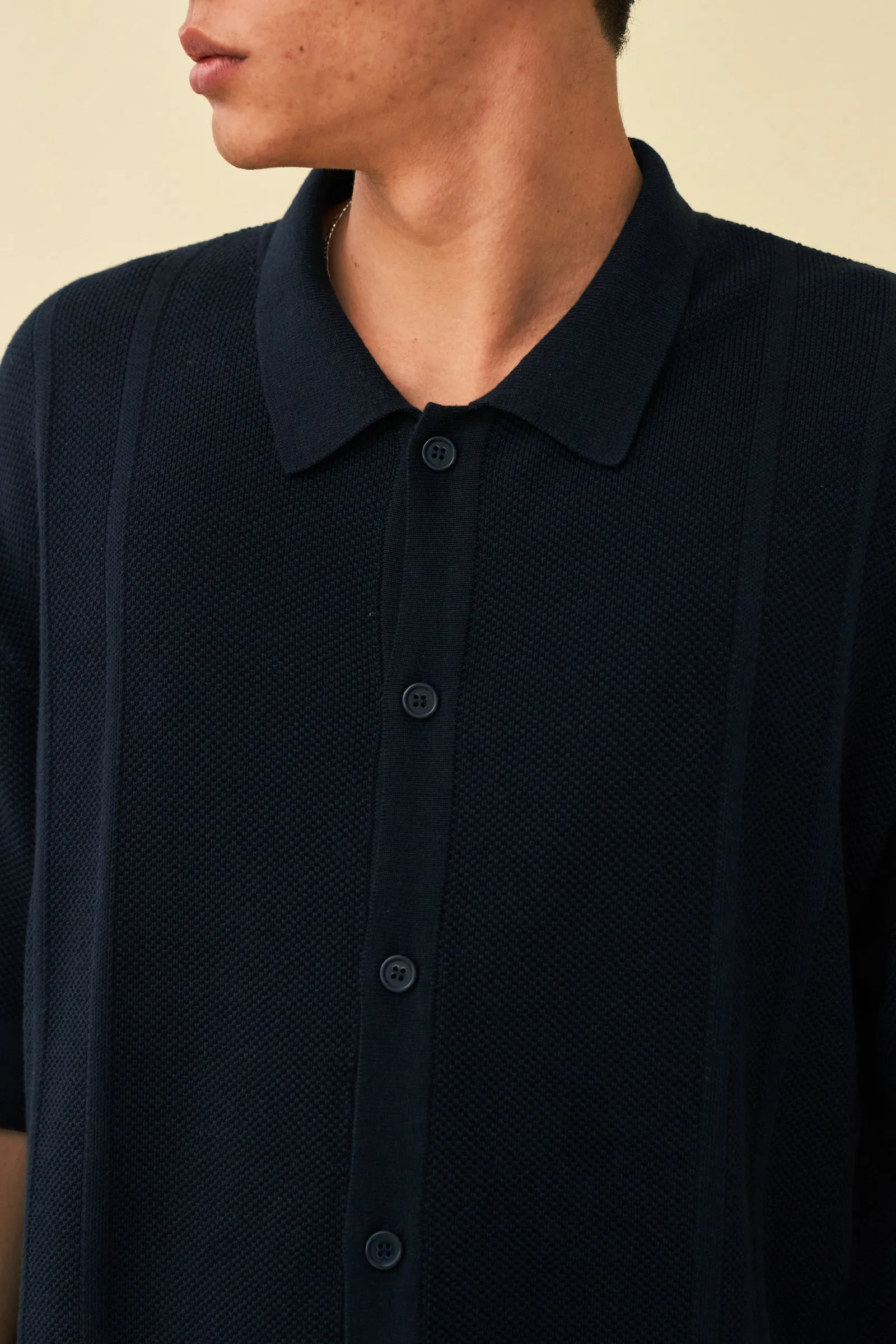 STANLEY WAFFLE KNIT POLO - NAVY sold by Bound product image thumbnail 2