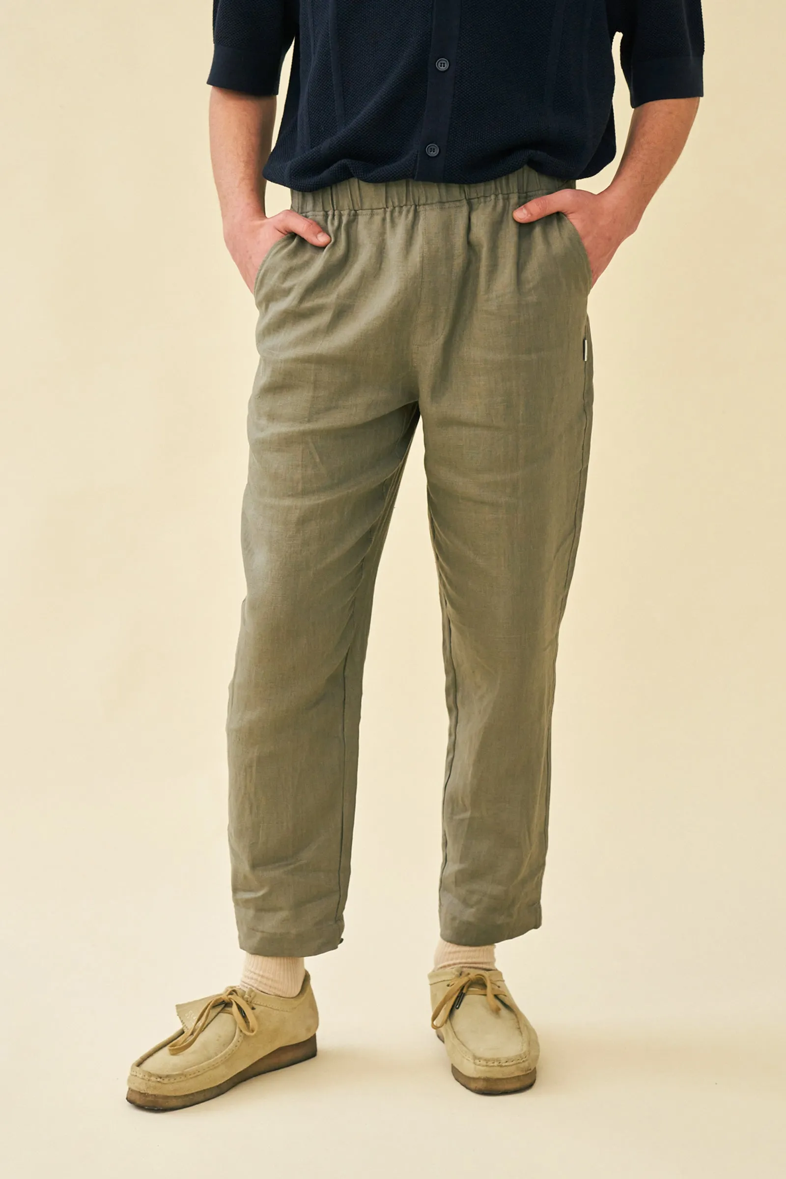 SEVILLE LINEN TROUSERS - KHAKI sold by Bound