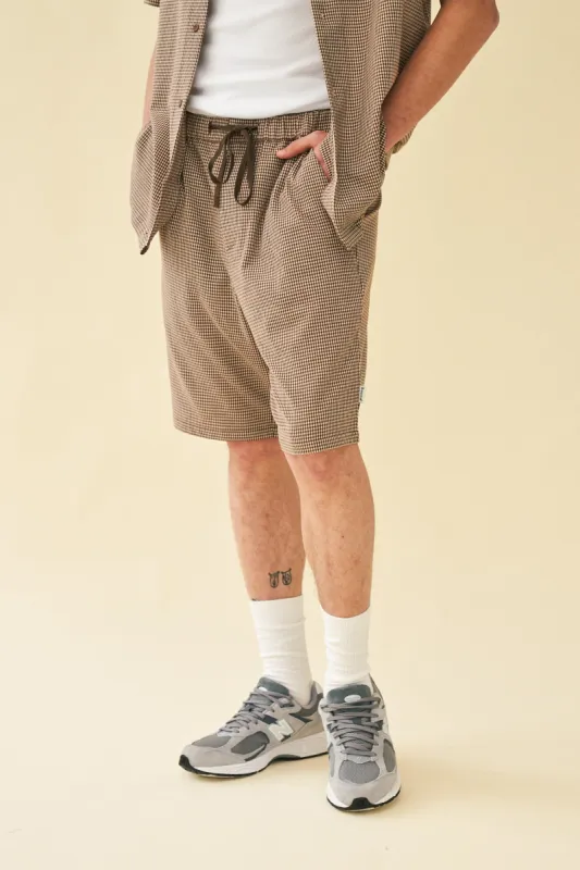 MOCHA DOGTOOTH SHORTS sold by Bound