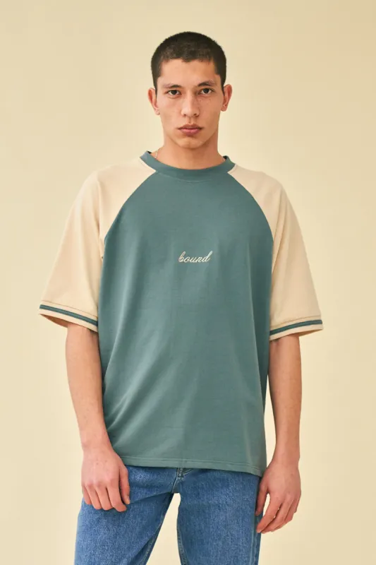 RETRO RAGLAN TEE - PINE / SAND sold by Bound