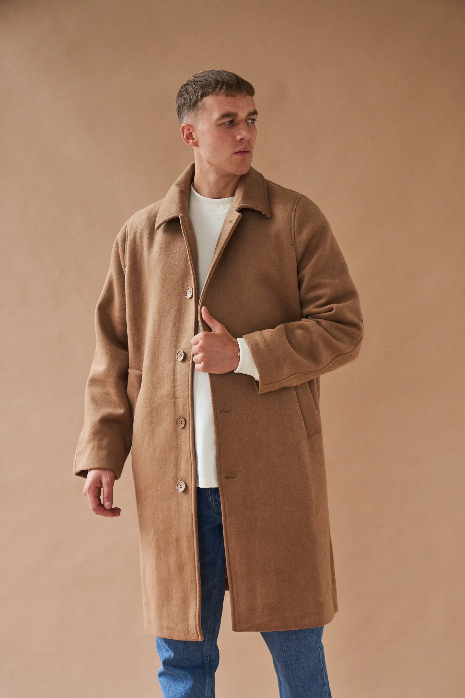 MAXWELL OVERSIZED WOOL TRENCH COAT - CAMEL sold by Bound