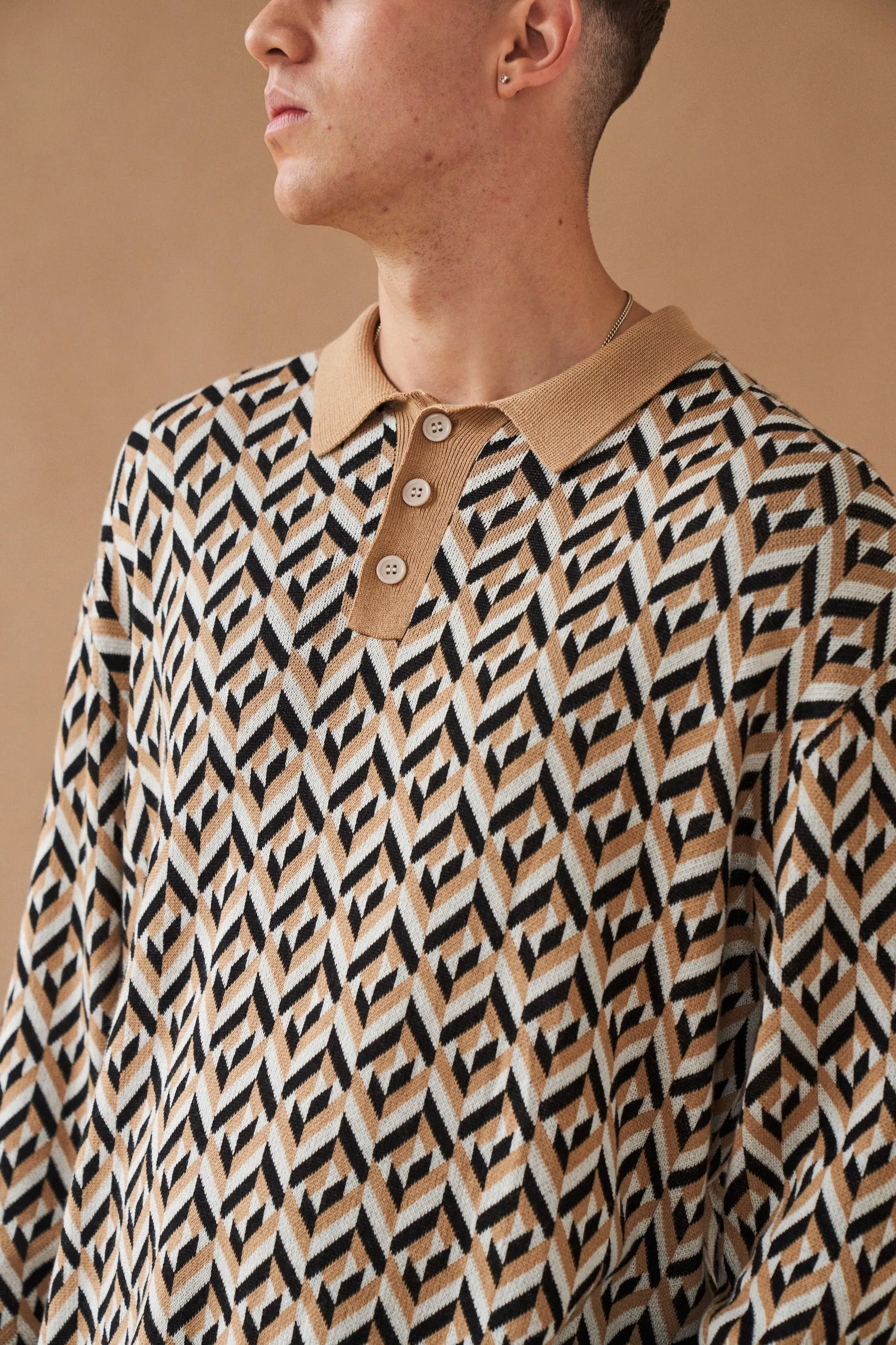CHEVRON BROWN LONGSLEEVE POLO sold by Bound product image thumbnail 3