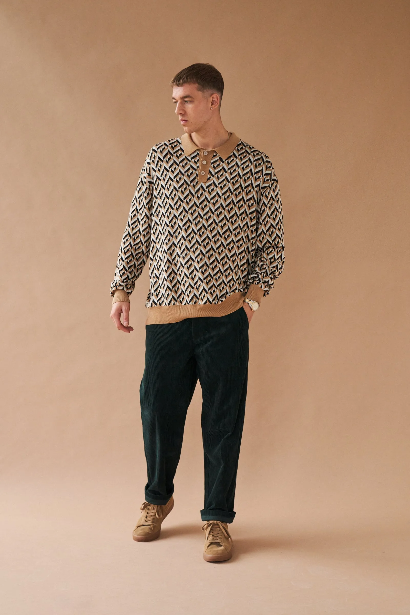 CHEVRON BROWN LONGSLEEVE POLO sold by Bound product image thumbnail 4