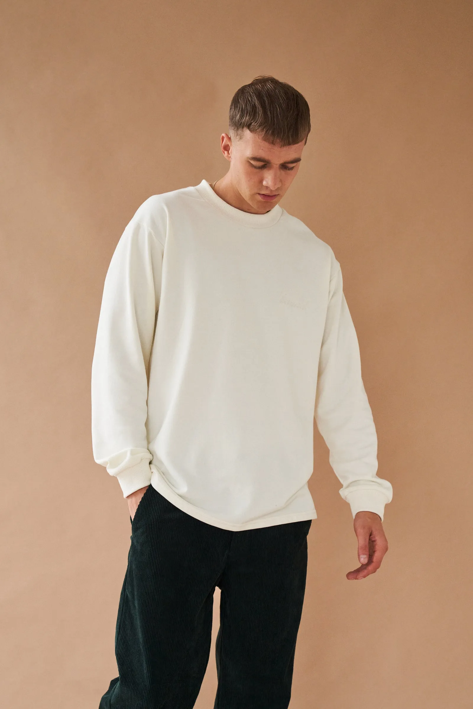 ECRU SCRIPT EMBROIDERED LONGSLEEVE TEE sold by Bound product image thumbnail 3