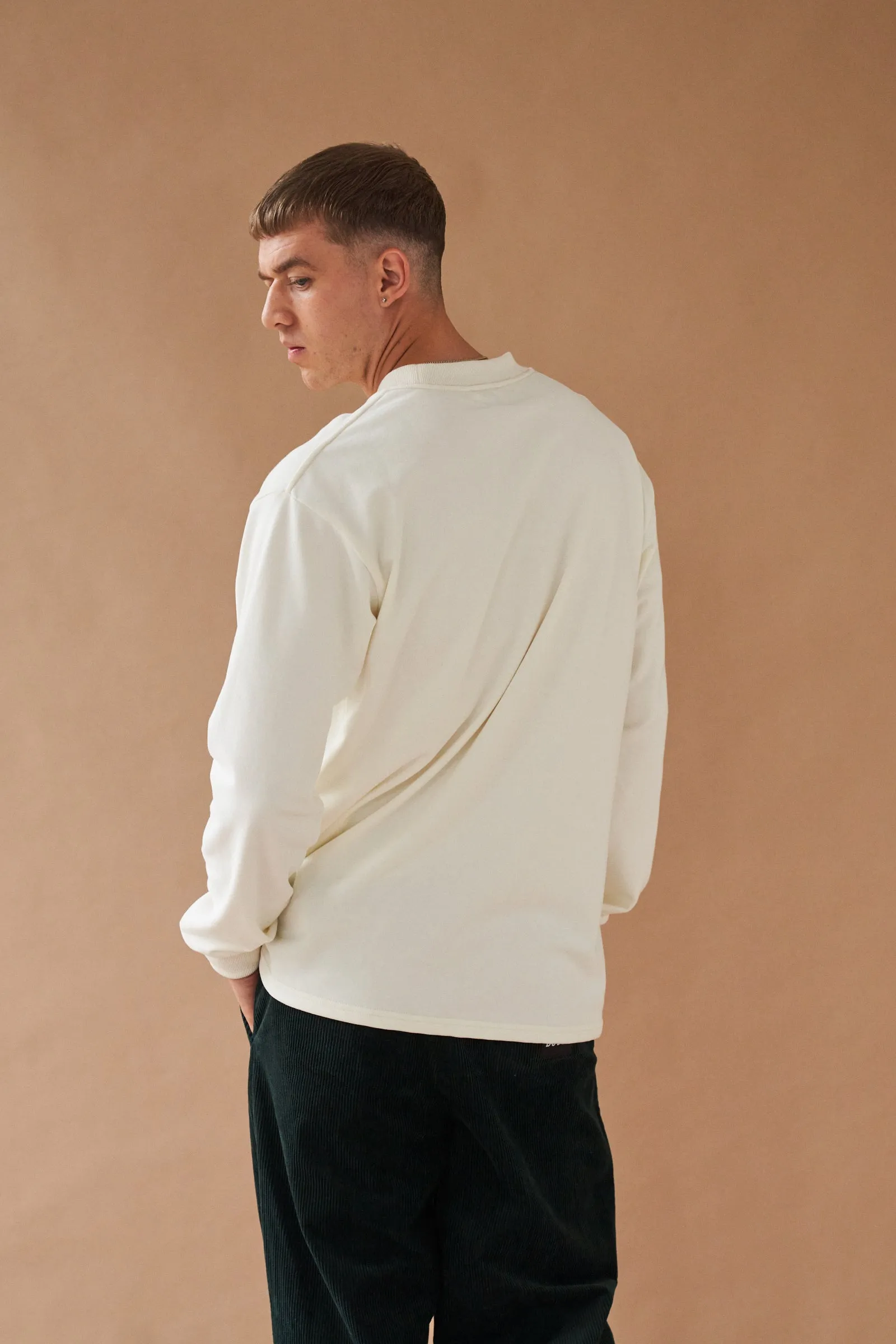 ECRU SCRIPT EMBROIDERED LONGSLEEVE TEE sold by Bound product image thumbnail 5