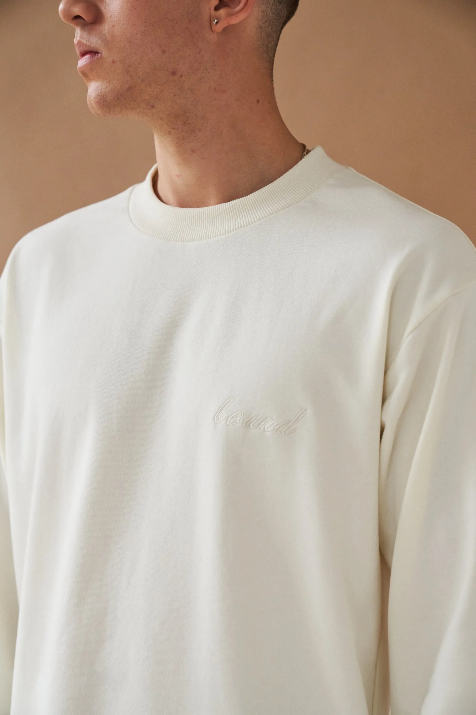ECRU SCRIPT EMBROIDERED LONGSLEEVE TEE sold by Bound product image thumbnail 2