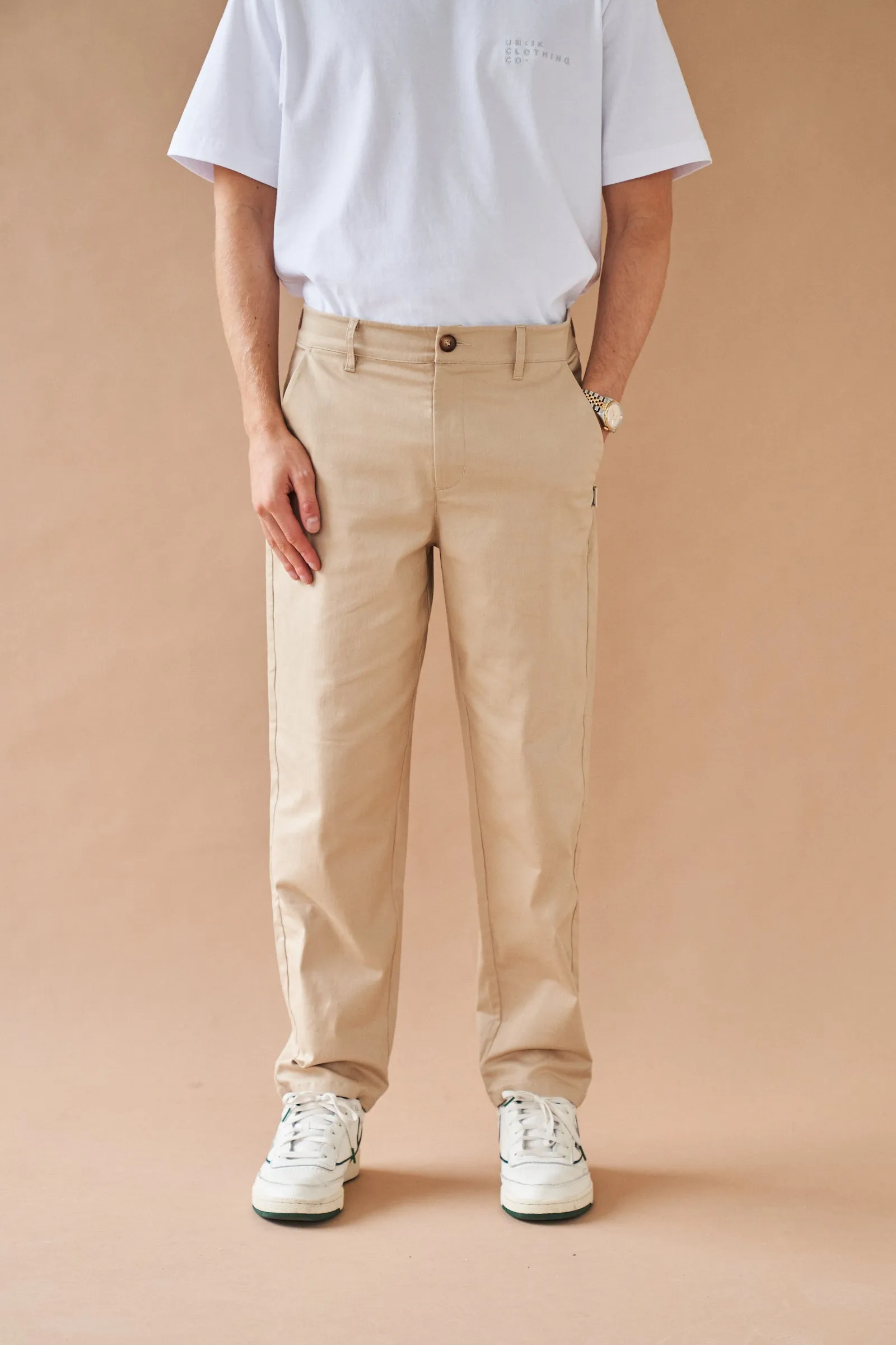 BEIGE TWILL STRAIGHT TROUSER sold by Bound