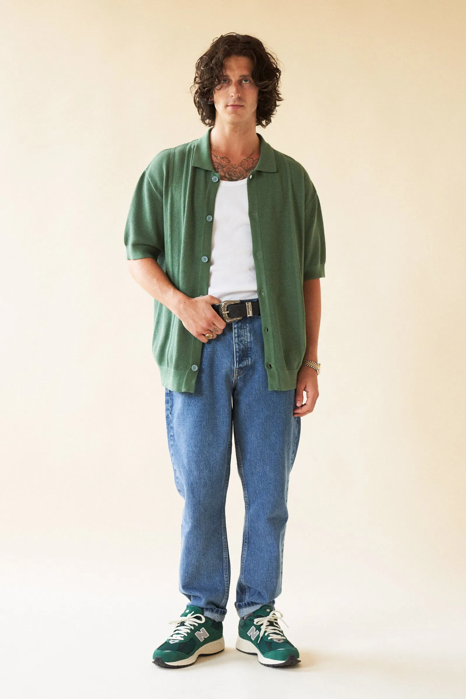 STANLEY WAFFLE KNIT POLO - HUNTER GREEN sold by Bound product image thumbnail 5