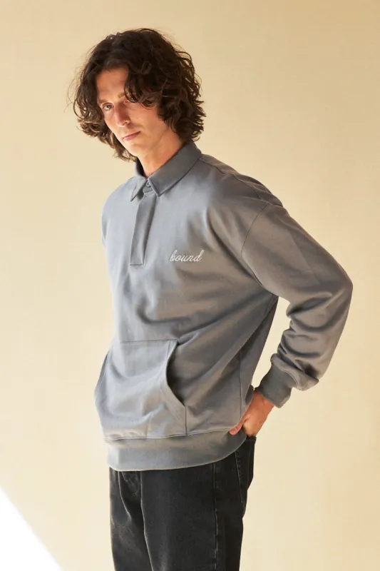 SAGE GREY RUGBY POLO SWEATER sold by Bound