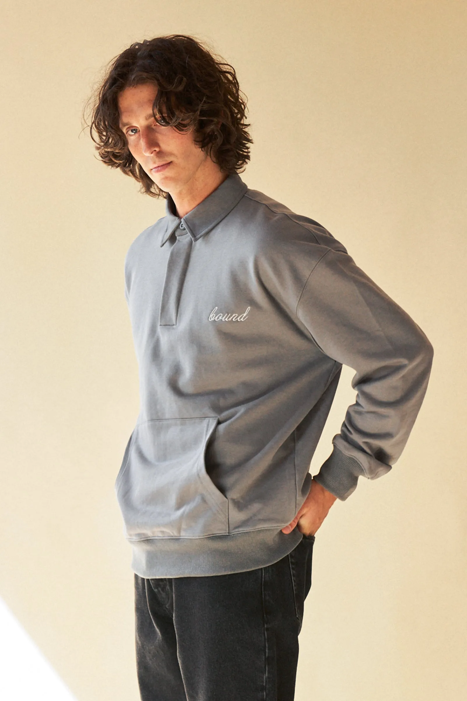 SAGE GREY RUGBY POLO SWEATER sold by Bound