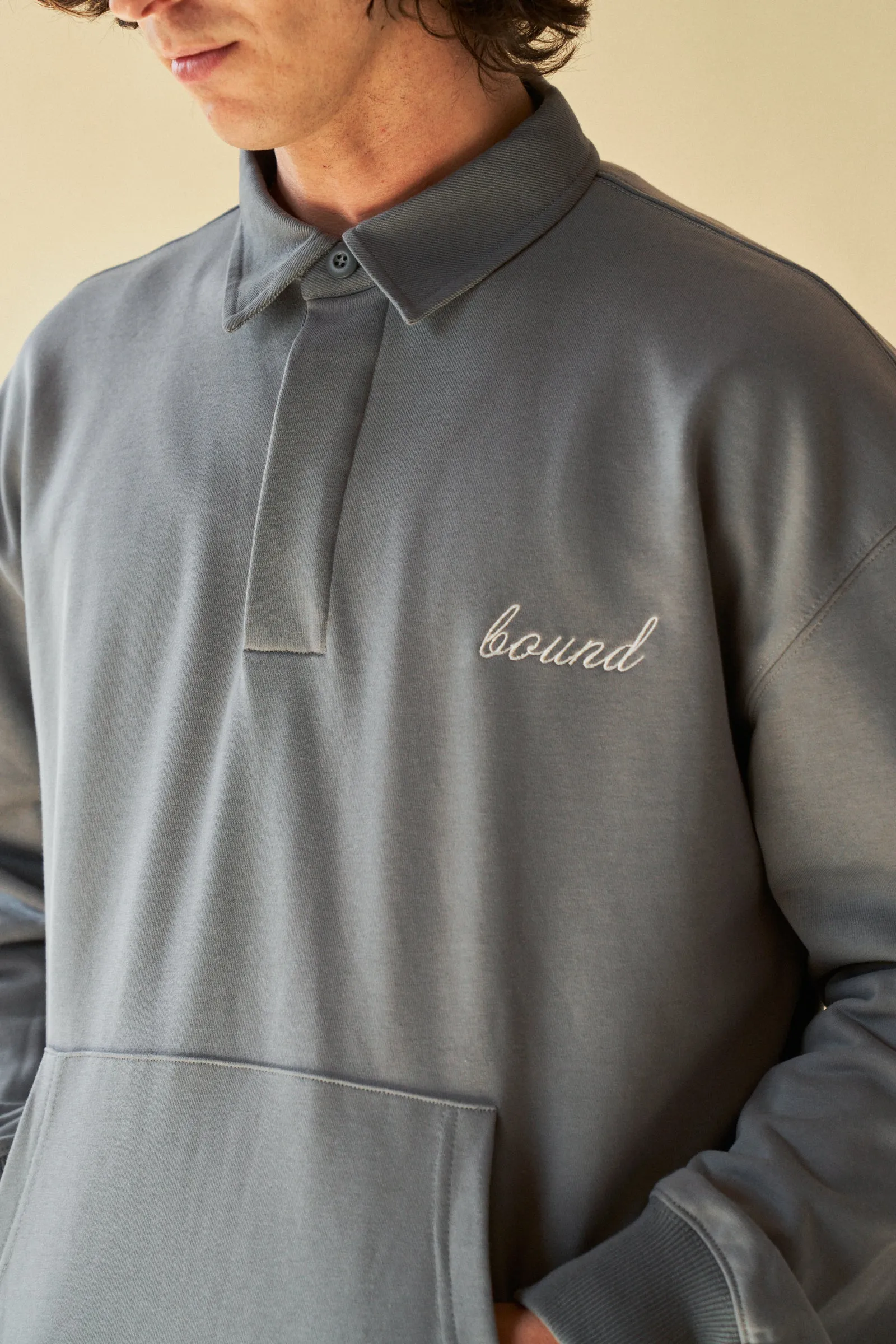 SAGE GREY RUGBY POLO SWEATER sold by Bound product image thumbnail 3
