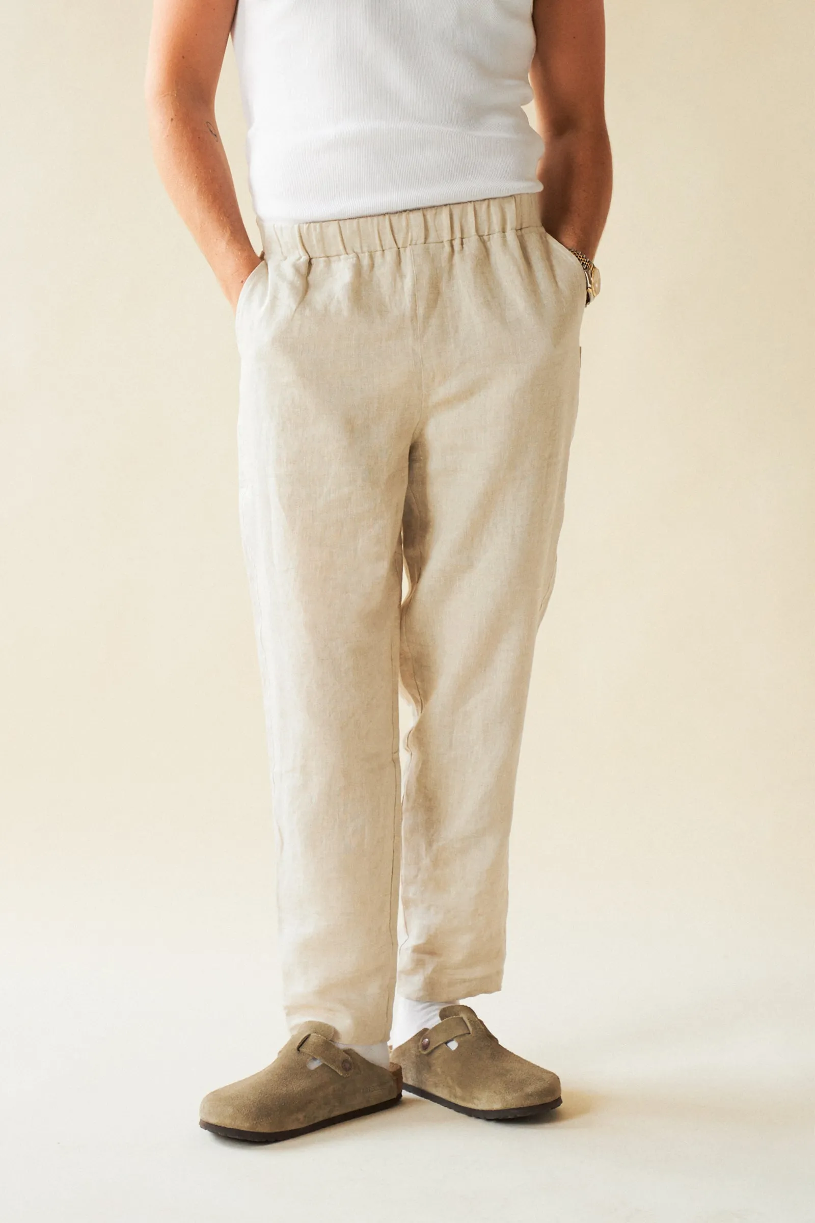 ALFAMA LINEN TROUSERS - SAND sold by Bound