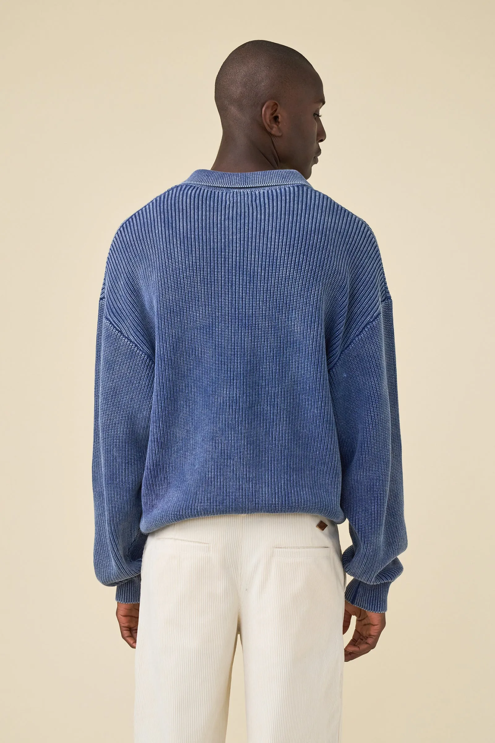 NAVY ACID WASHED HALF ZIP KNIT PULLOVER sold by Bound product image thumbnail 4