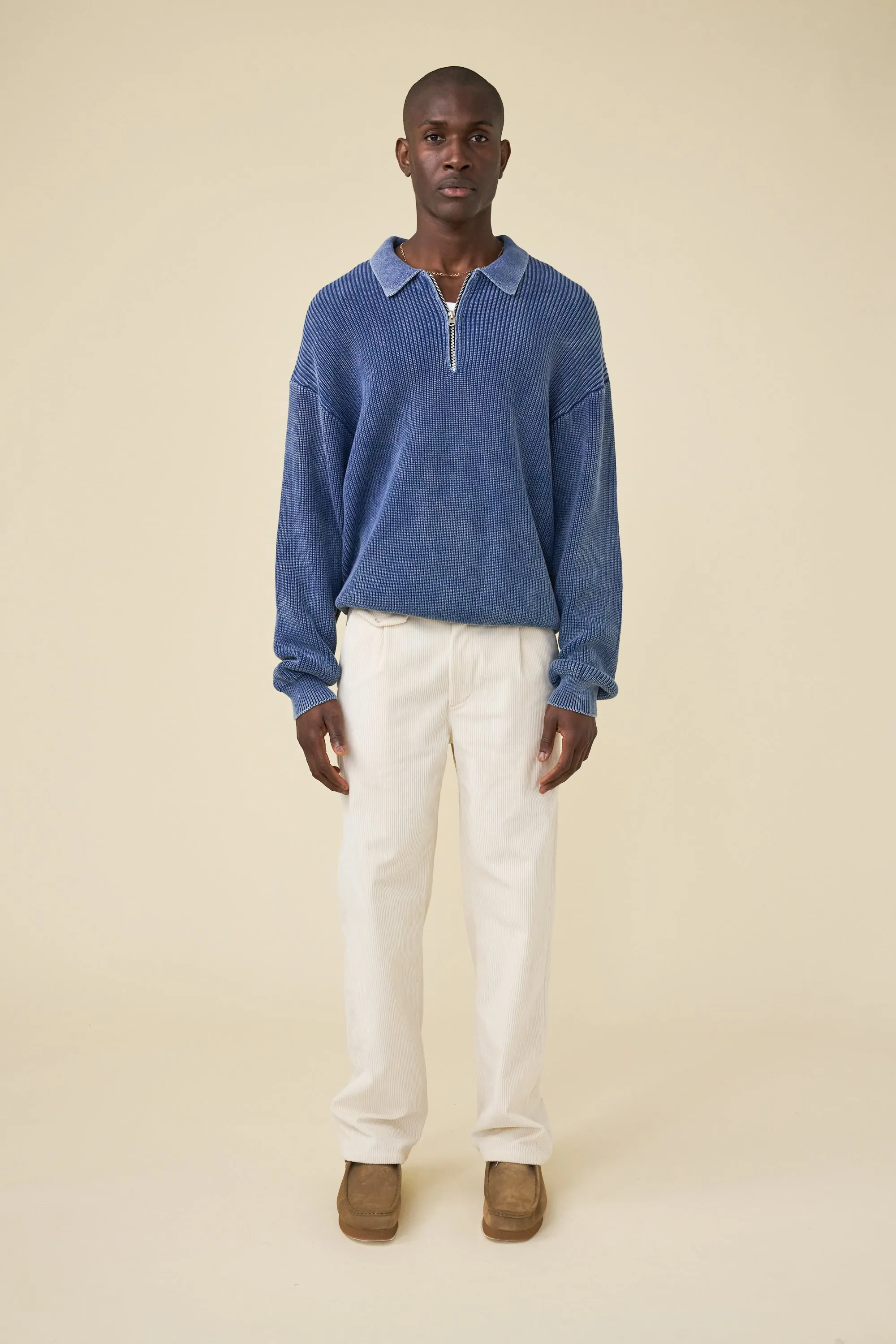 NAVY ACID WASHED HALF ZIP KNIT PULLOVER sold by Bound product image thumbnail 3