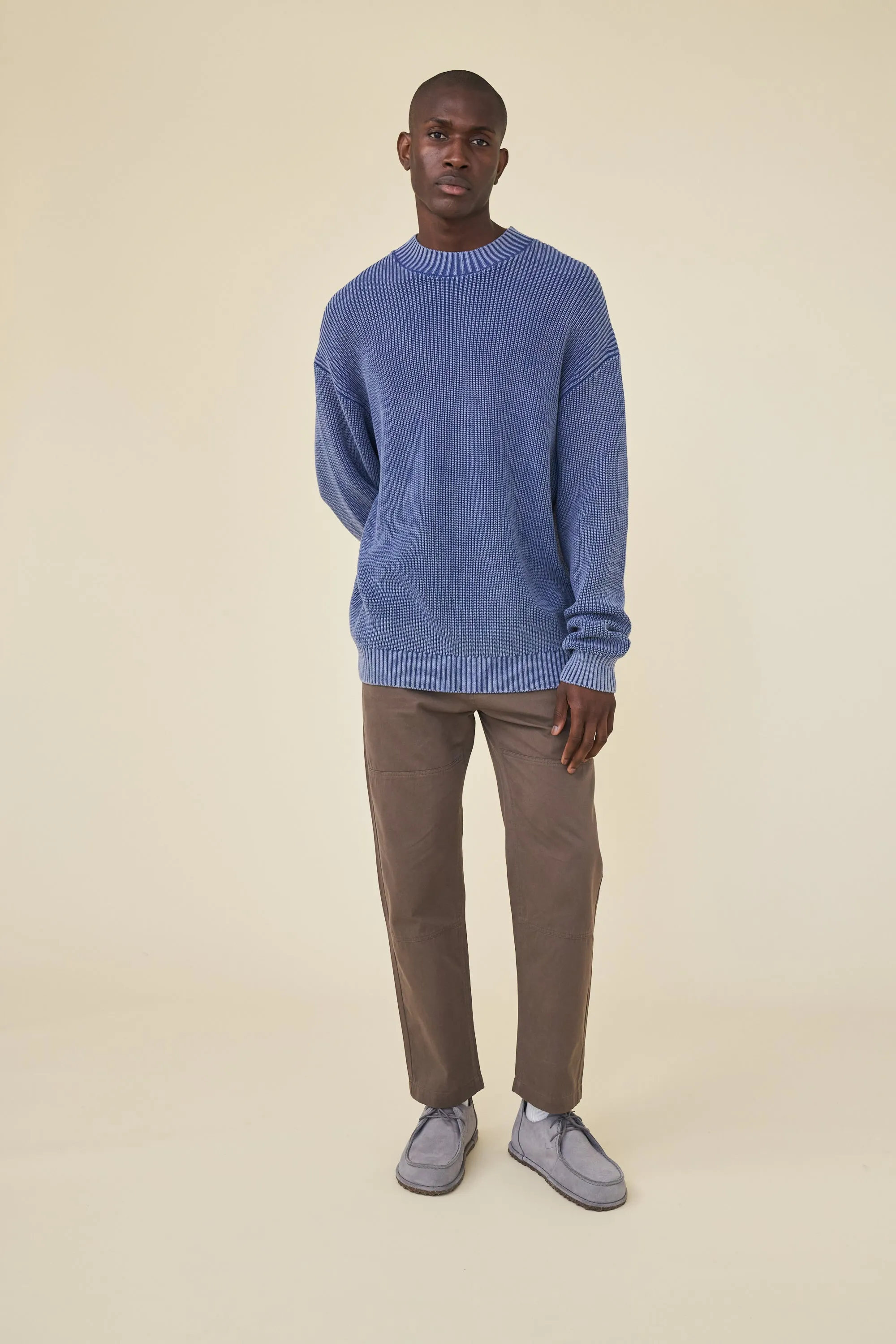 FISHERMAN RIBBED KNIT SWEATER - ACID WASHED NAVY sold by Bound product image thumbnail 3