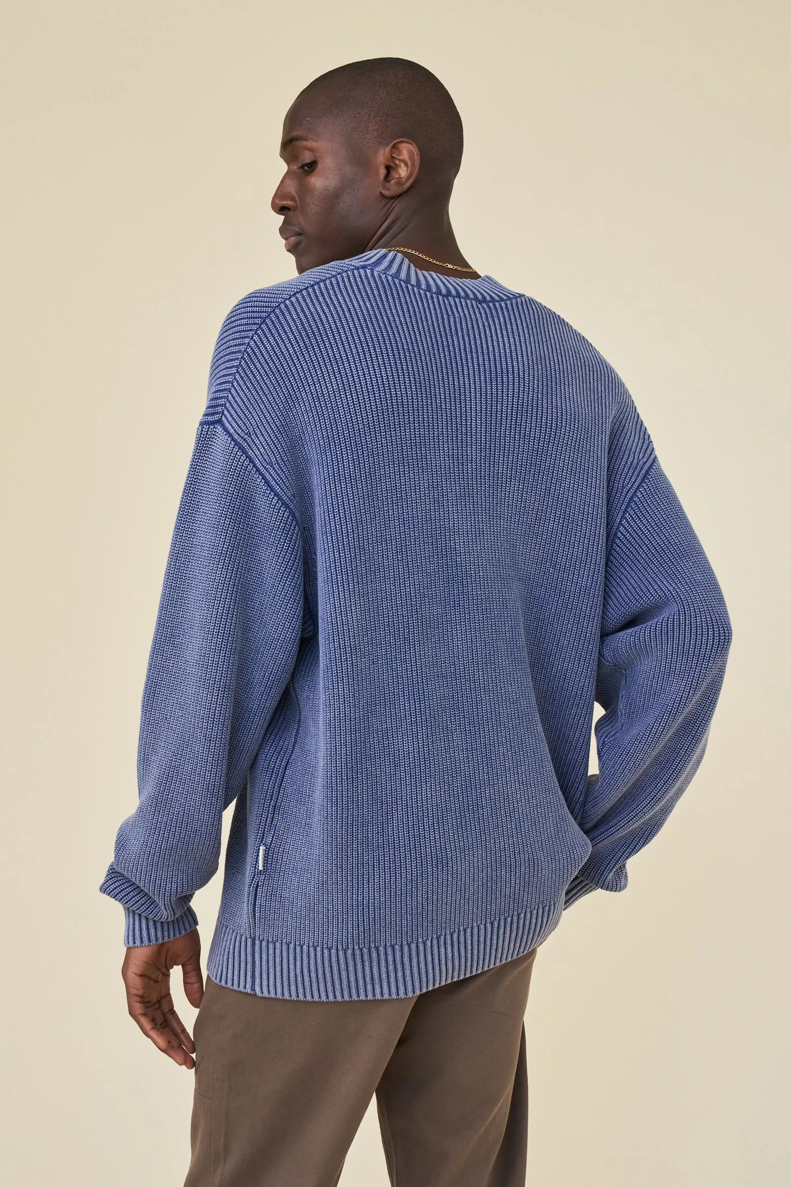 FISHERMAN RIBBED KNIT SWEATER - ACID WASHED NAVY sold by Bound product image thumbnail 4