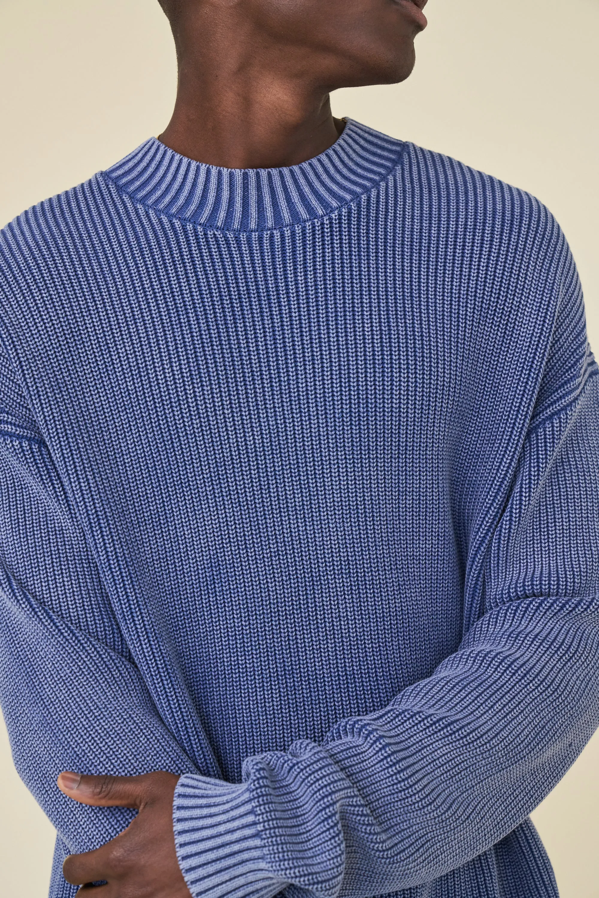 FISHERMAN RIBBED KNIT SWEATER - ACID WASHED NAVY sold by Bound product image thumbnail 5