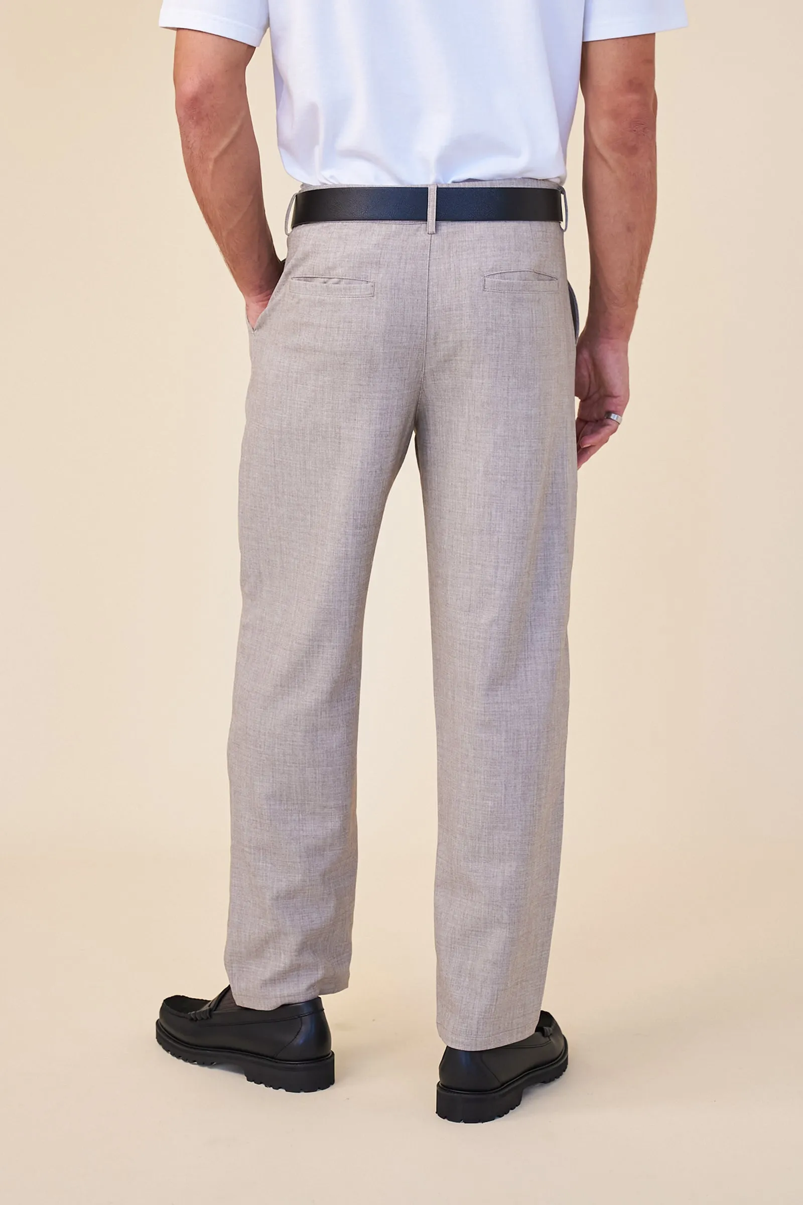 TAPERED DOUBLE PLEAT TROUSER - STONE sold by Bound product image thumbnail 3