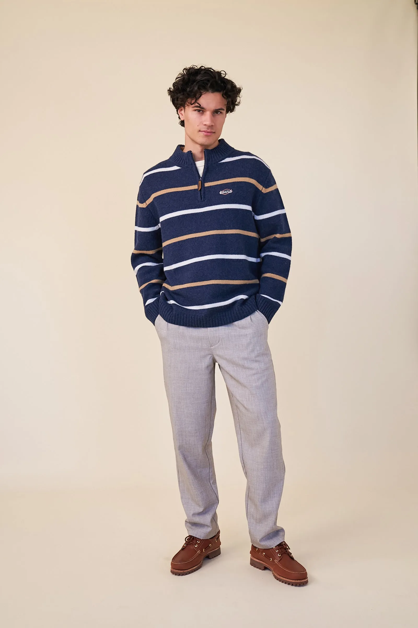 TAPERED DOUBLE PLEAT TROUSER - STONE sold by Bound product image thumbnail 2