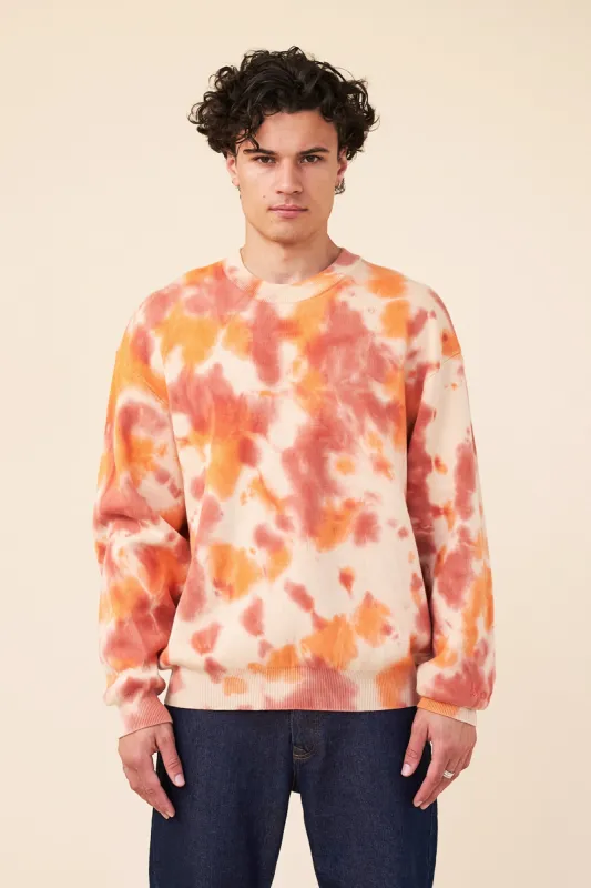 SUNSET TIE DYE KNIT SWEATER - ORANGE sold by Bound