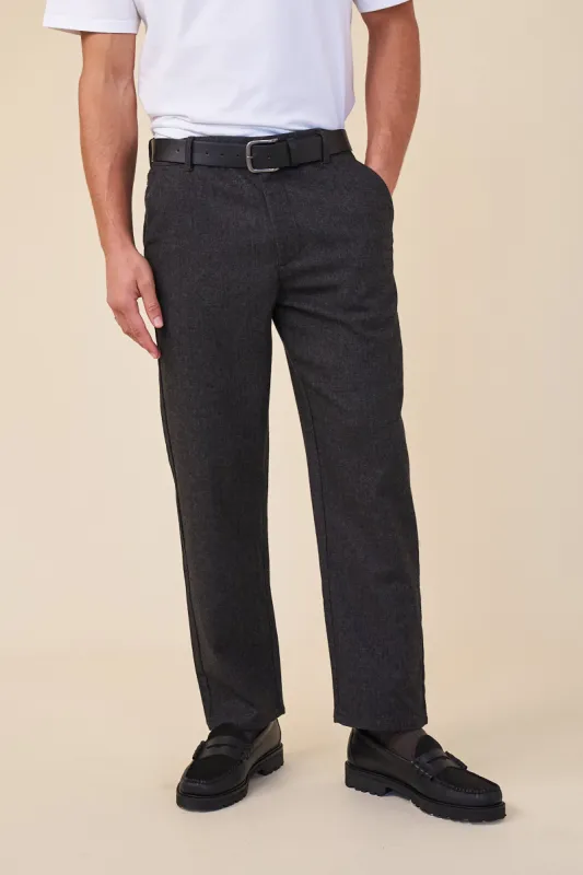 HERRINGBONE WOOL TROUSER - CHARCOAL sold by Bound