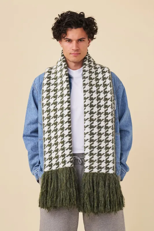 DOGTOOTH ALPACA OVERSIZED SCARF - MOSS sold by Bound