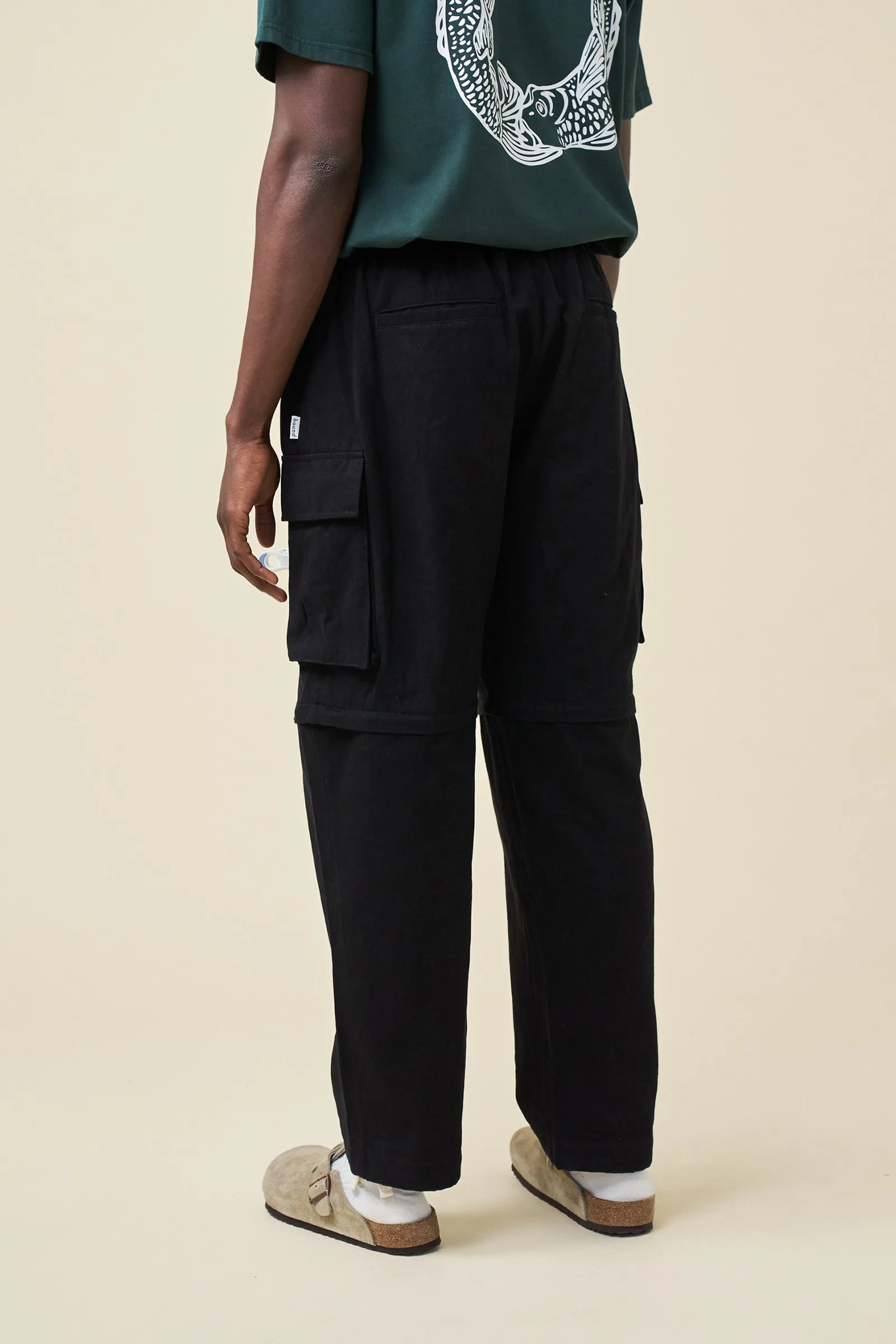 CANVAS CARGO TROUSER + SHORT ZIP OFFS - BLACK sold by Bound product image thumbnail 5