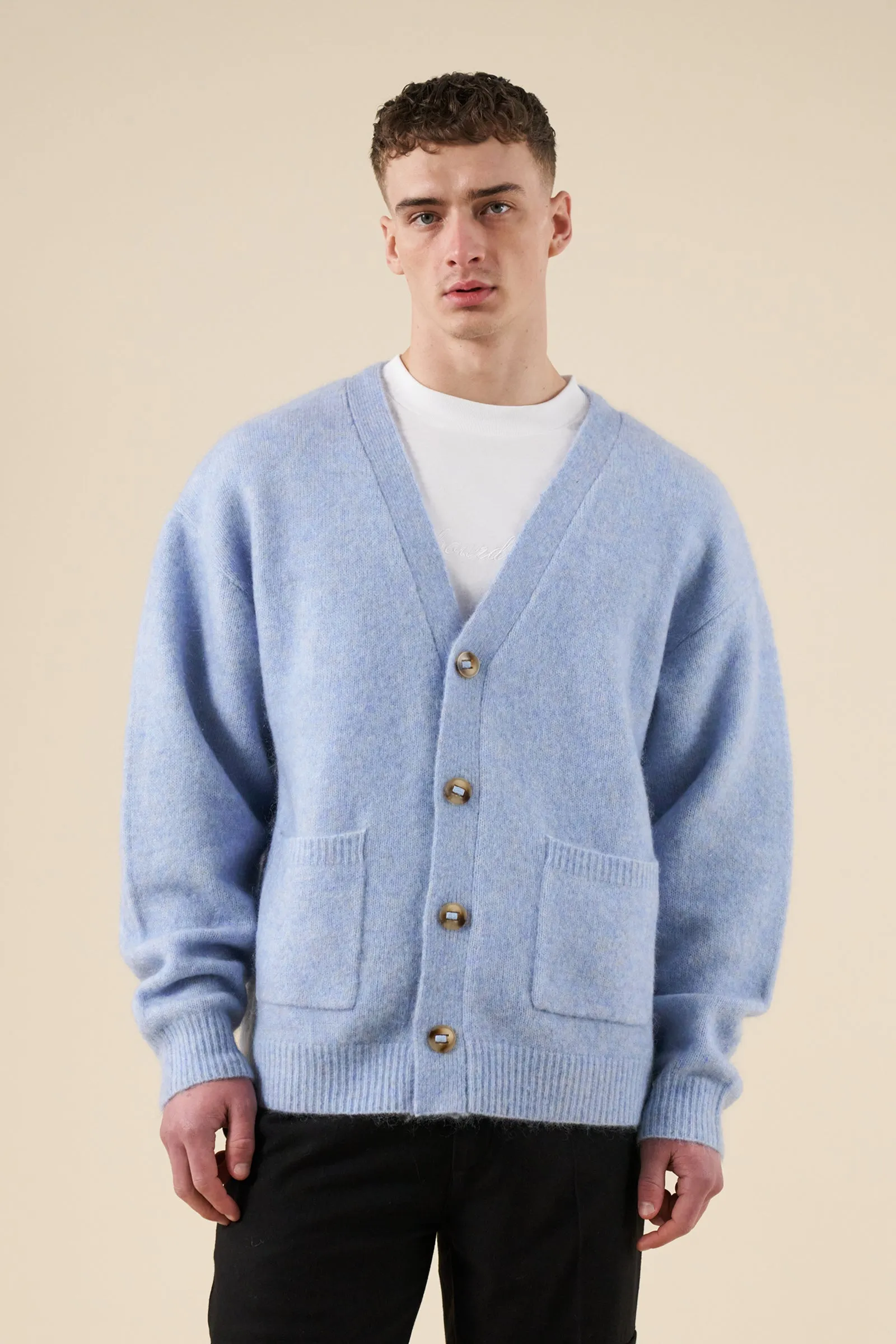 SAWYER MOHAIR CARDIGAN - SKY BLUE sold by Bound
