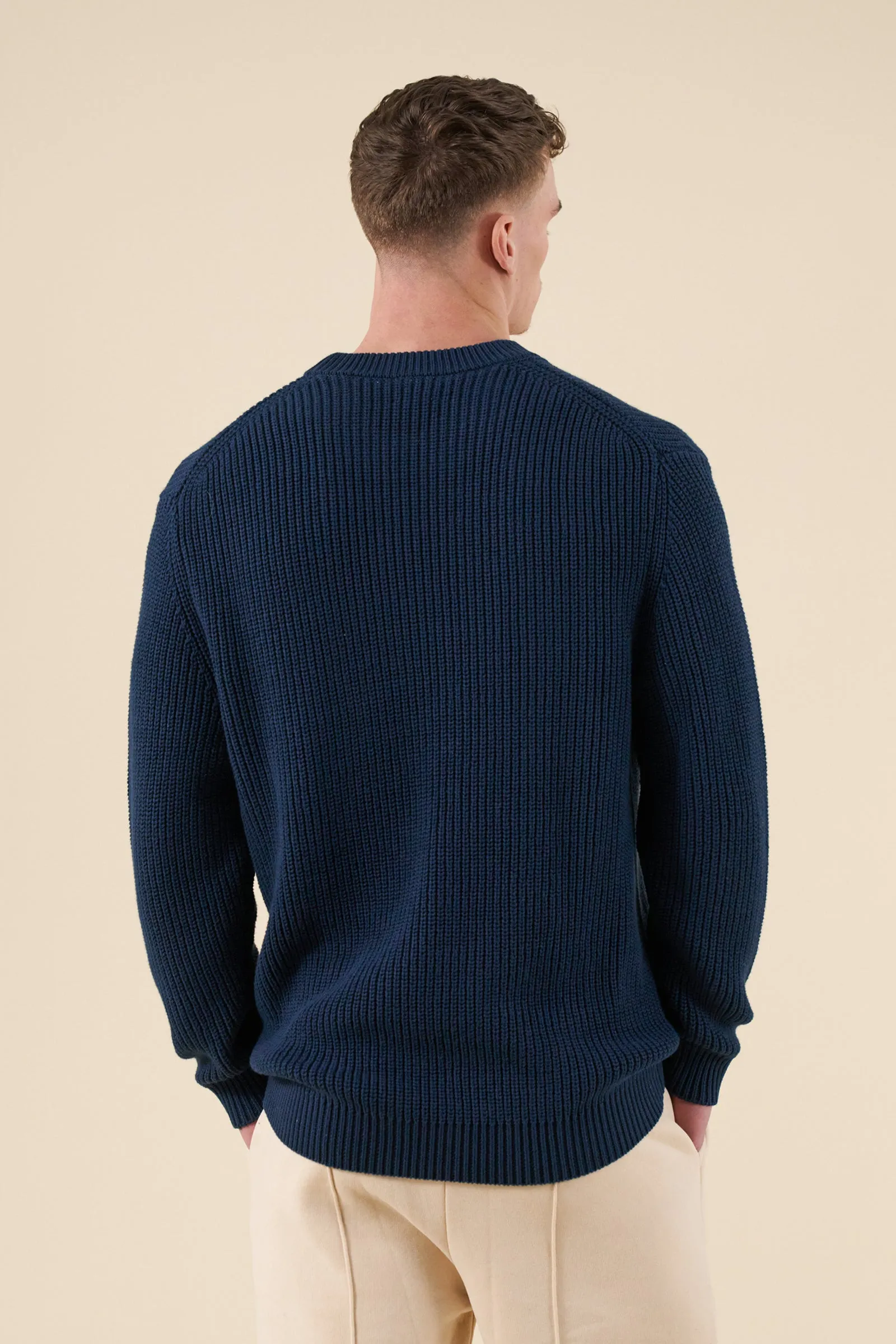RETRO FISHERMAN RIB KNIT SWEATER - PETROL BLUE sold by Bound product image thumbnail 4