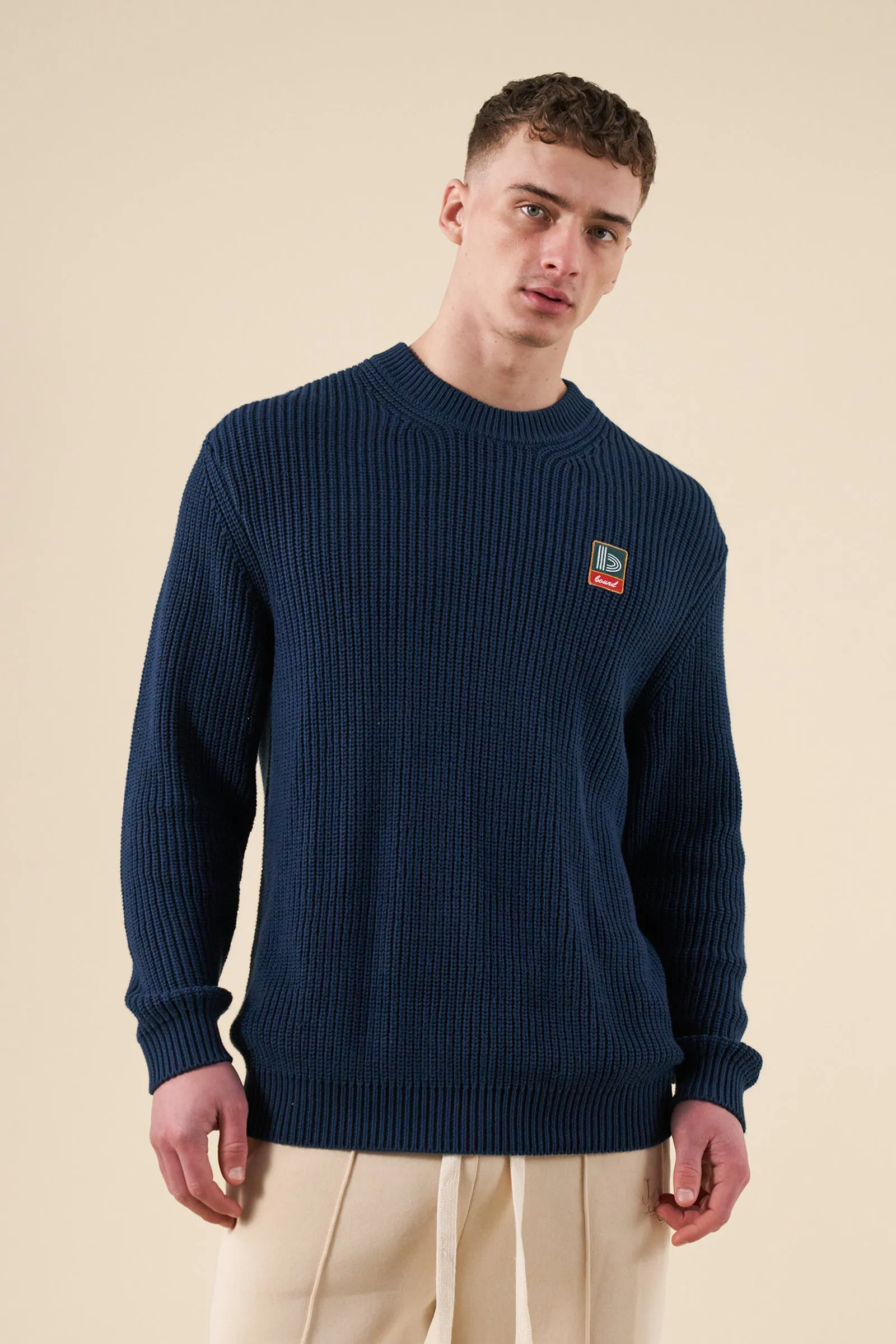 RETRO FISHERMAN RIB KNIT SWEATER - PETROL BLUE sold by Bound