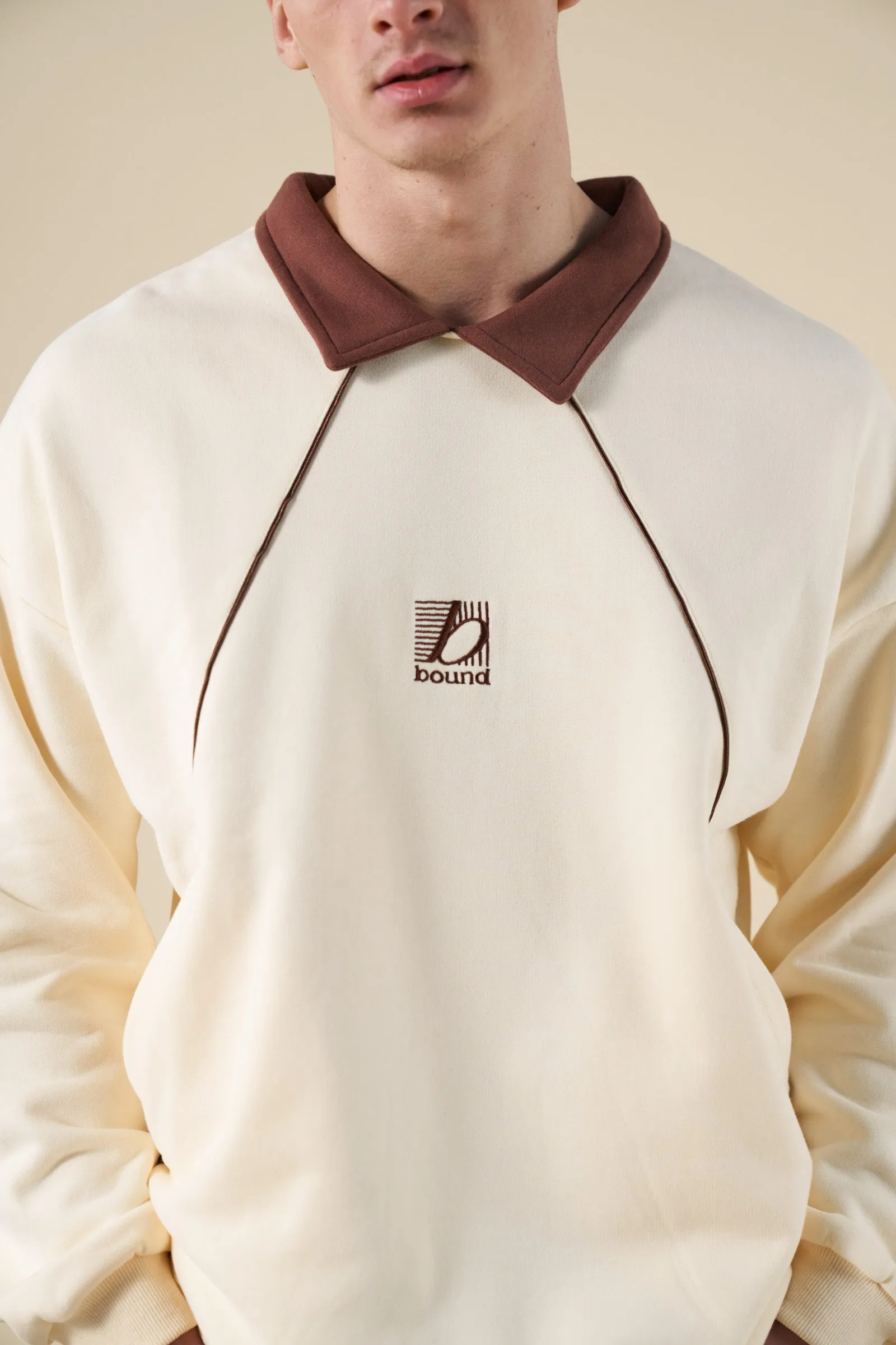 RETRO SPORTS GRID SWEATER - CREAM / BROWN sold by Bound product image thumbnail 5