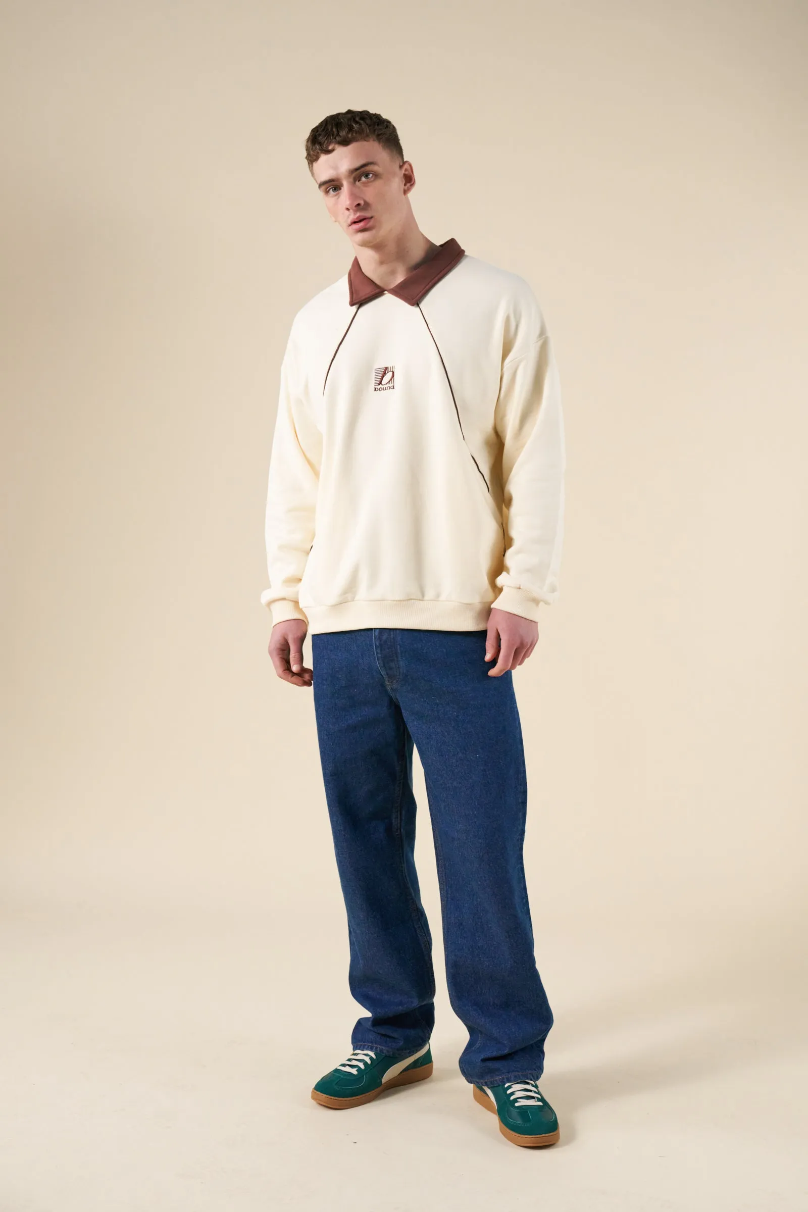 RETRO SPORTS GRID SWEATER - CREAM / BROWN sold by Bound product image thumbnail 3