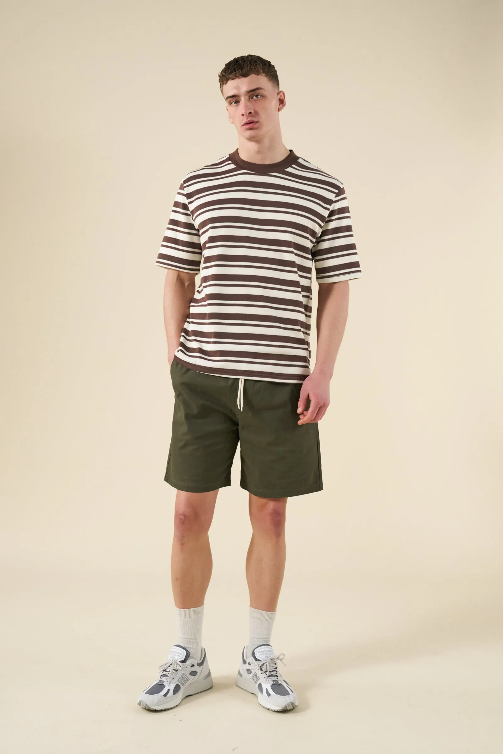 PIQUE STRIPE TEE - BROWN / ECRU sold by Bound product image thumbnail 3