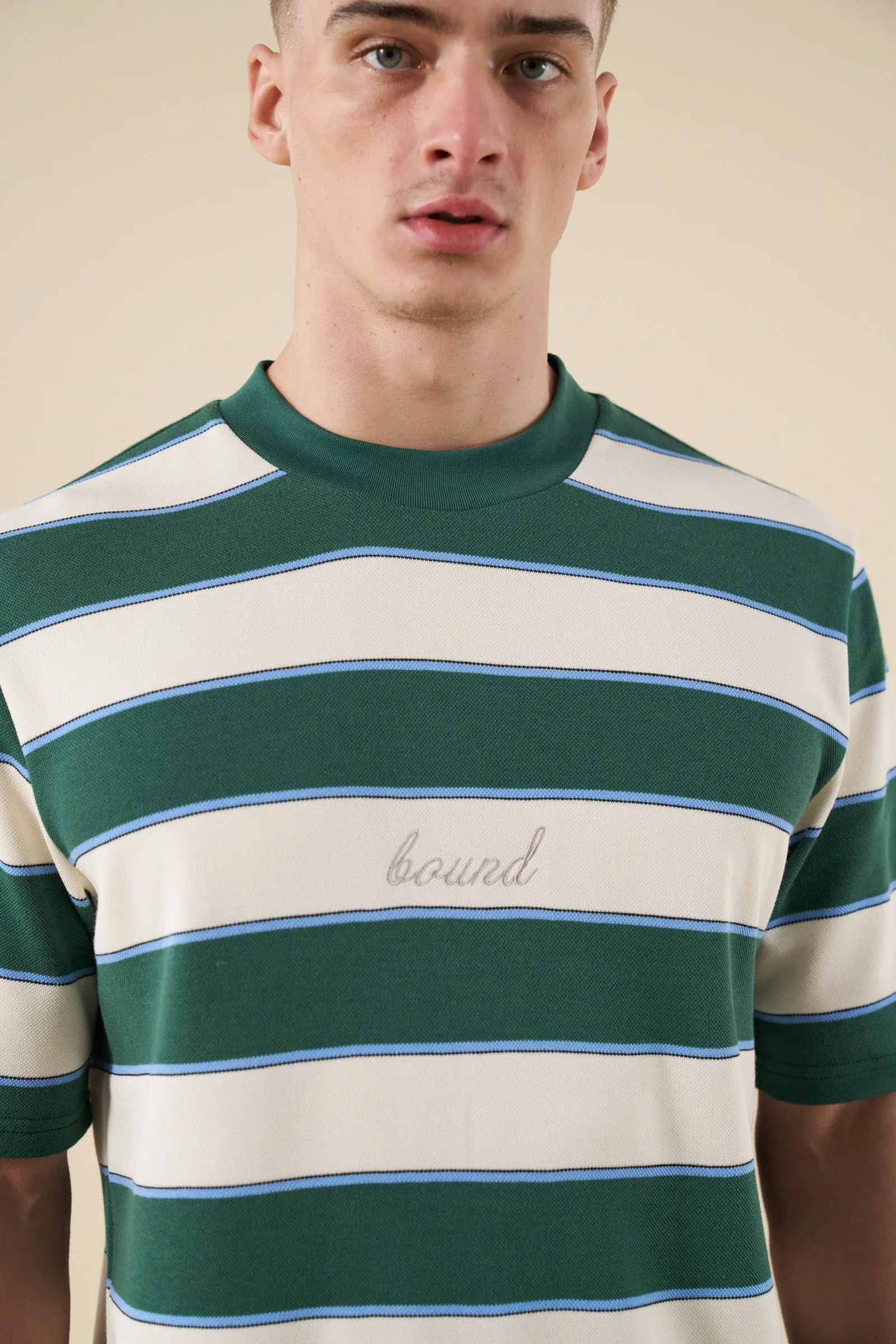 PIQUE STRIPE TEE - RETRO GREEN / BLUE / WHITE sold by Bound product image thumbnail 5