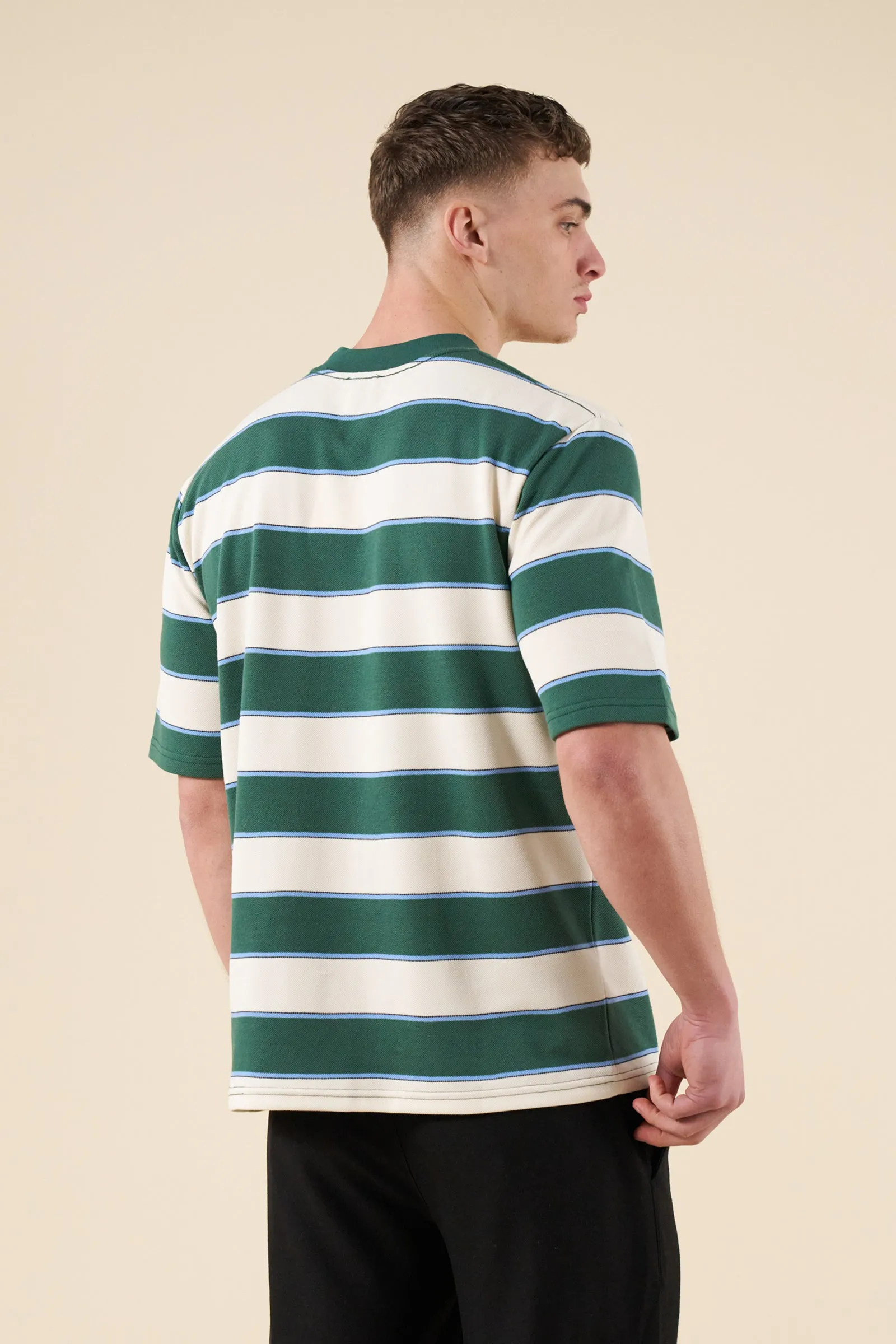 PIQUE STRIPE TEE - RETRO GREEN / BLUE / WHITE sold by Bound product image thumbnail 3