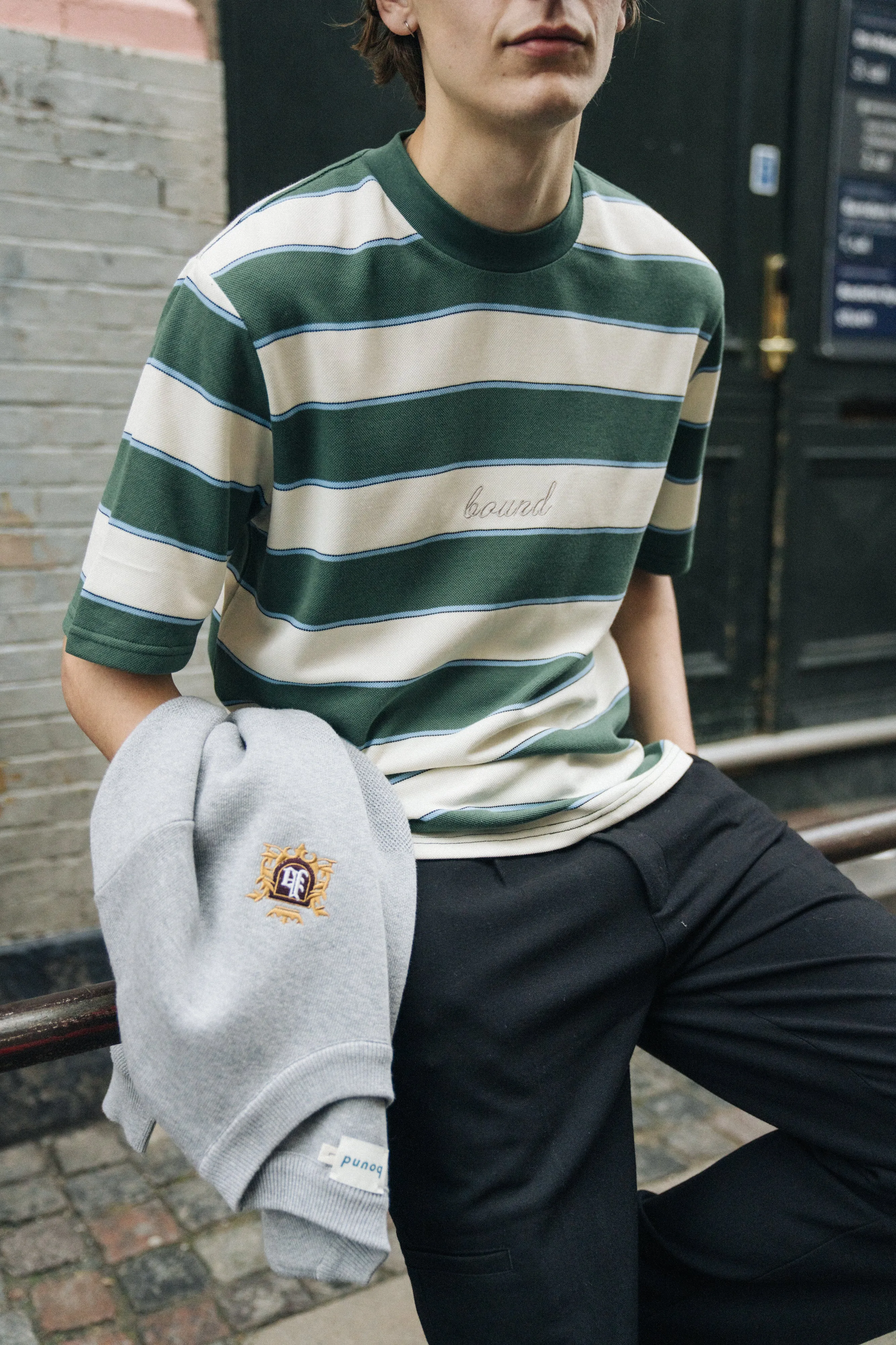 PIQUE STRIPE TEE - RETRO GREEN / BLUE / WHITE sold by Bound product image thumbnail 2