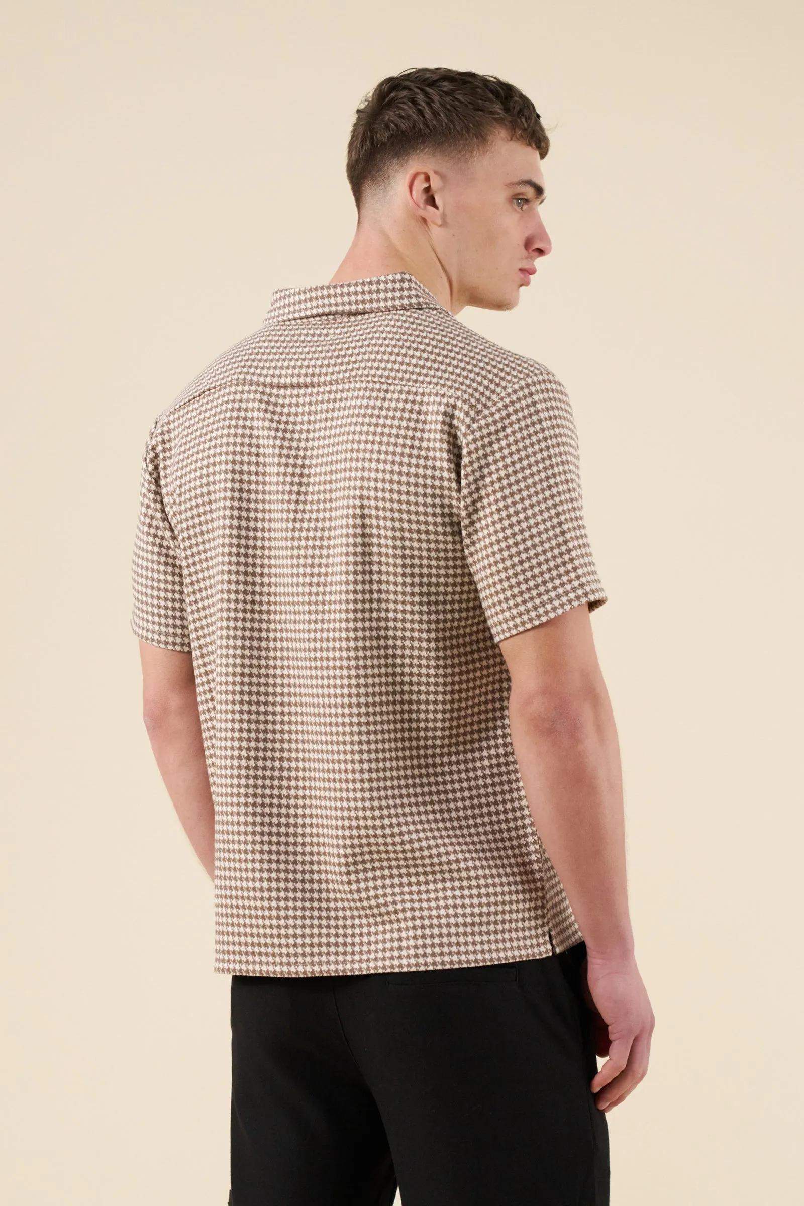 DOGTOOTH WOVEN POLO - TAN sold by Bound product image thumbnail 3