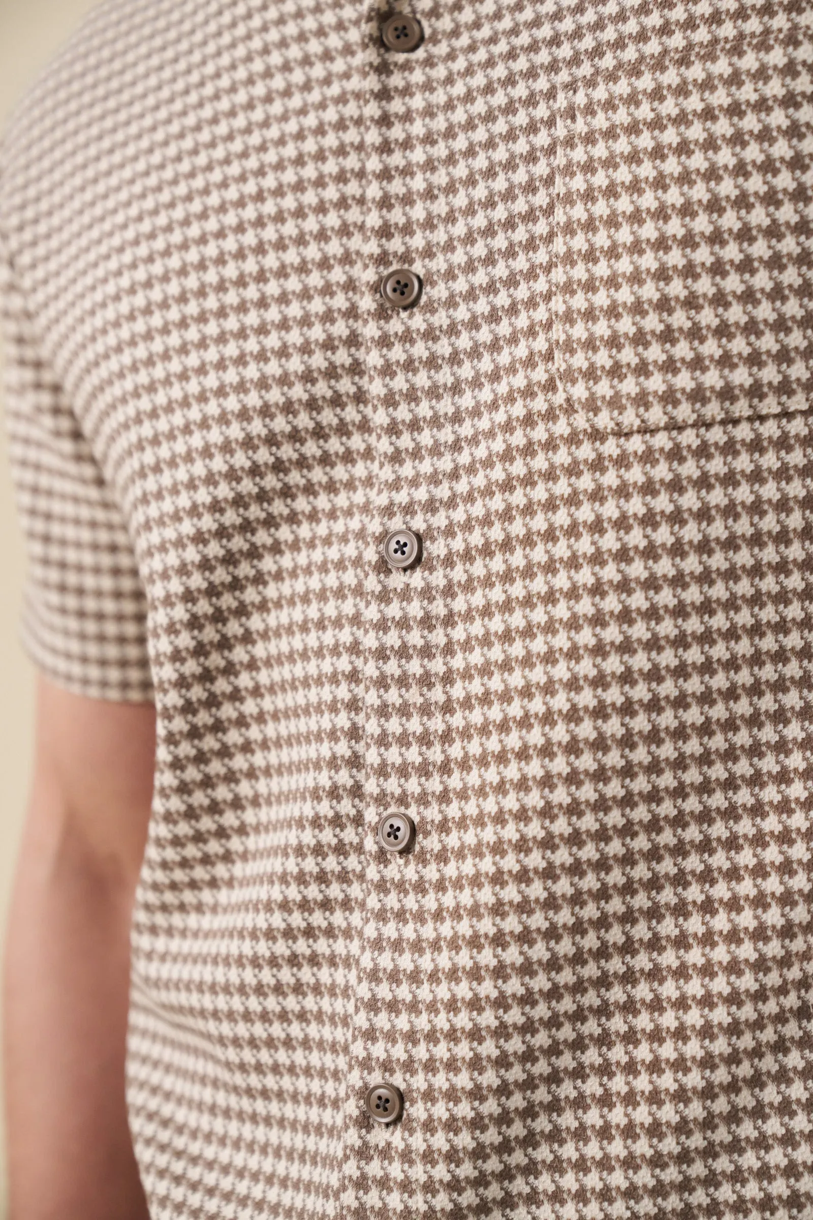 DOGTOOTH WOVEN POLO - TAN sold by Bound product image thumbnail 5