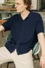 RUPERT CROCHET KNIT POLO - NAVY sold by Bound