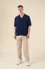 RUPERT CROCHET KNIT POLO - NAVY sold by Bound