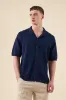 RUPERT CROCHET KNIT POLO - NAVY sold by Bound